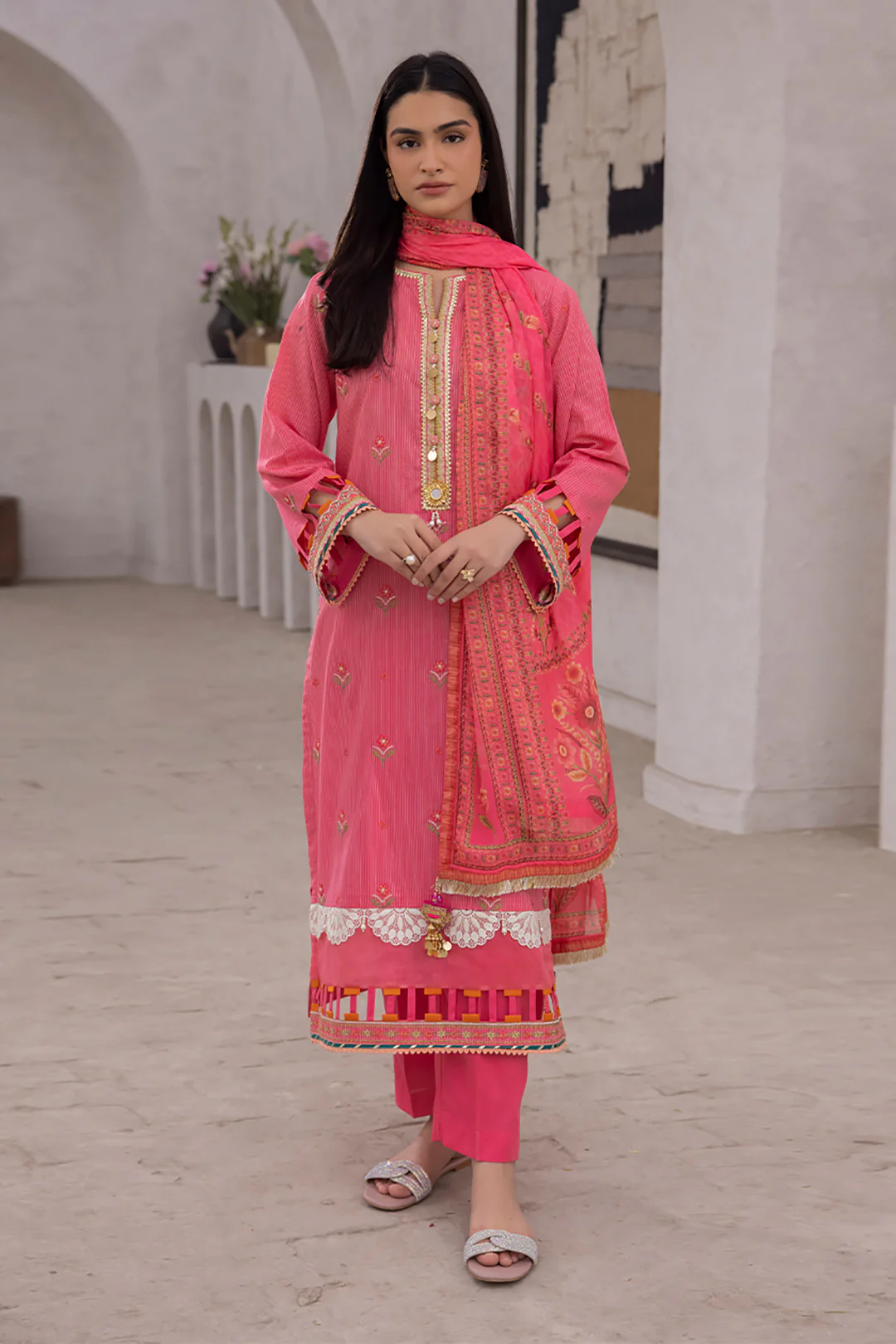 Embroidered Shirt Shalwar Dupatta - 1119 - Image 3