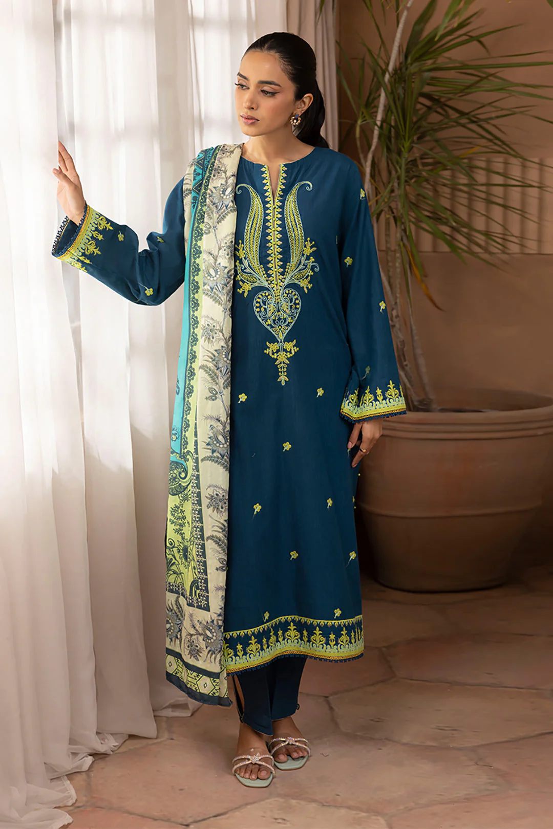 Embroidered Shirt Shalwar Dupatta - 1123 - Image 3