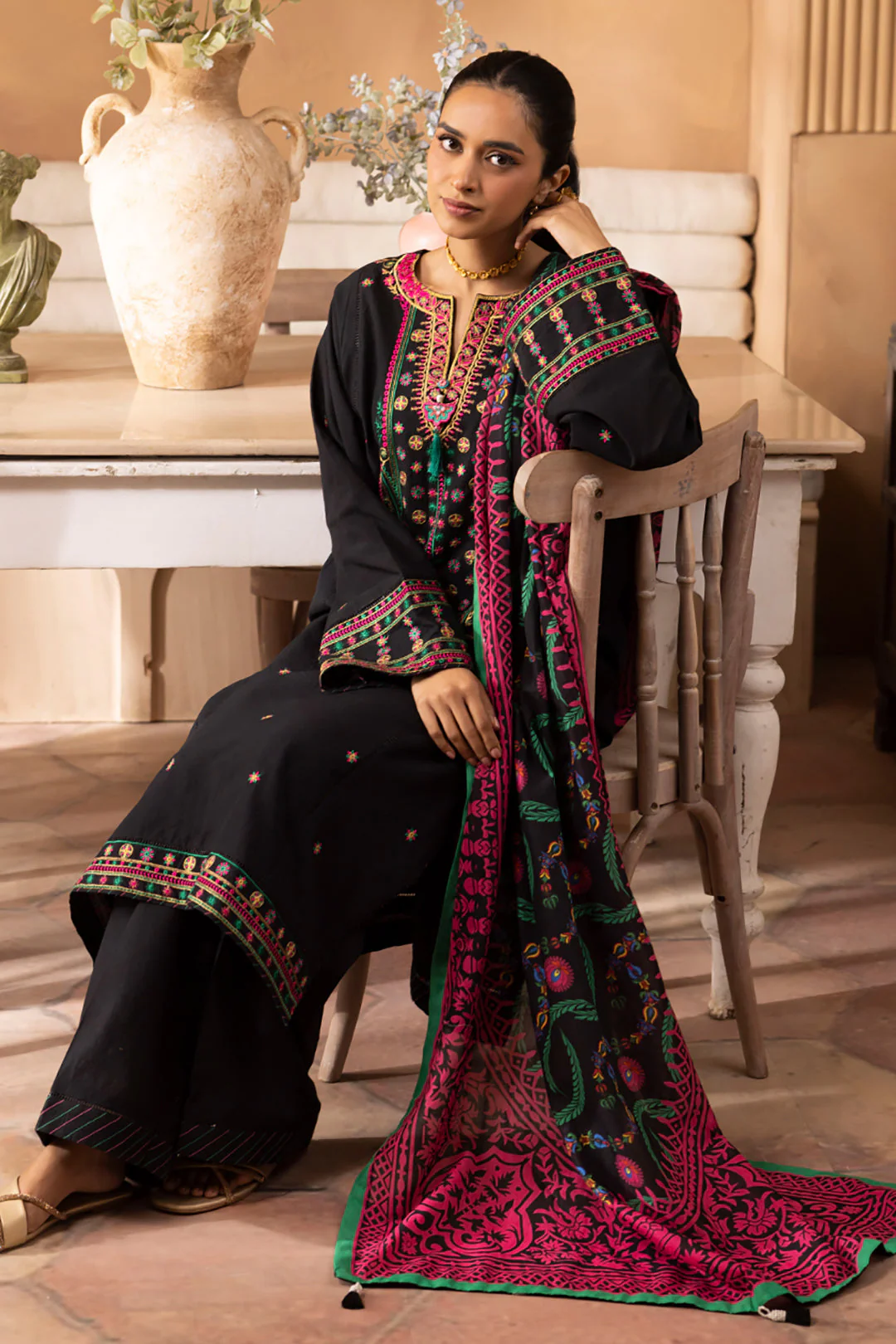 Embroidered Shirt Shalwar Dupatta - 1138 - Image 5