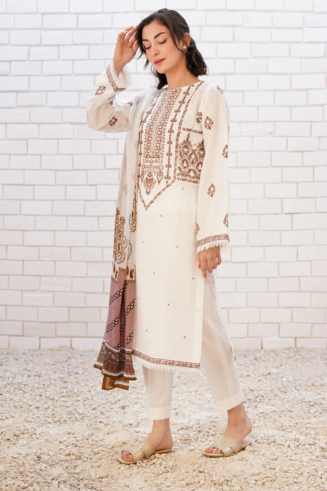 Embroidered Shirt Shalwar Dupatta - 1994 - Image 3
