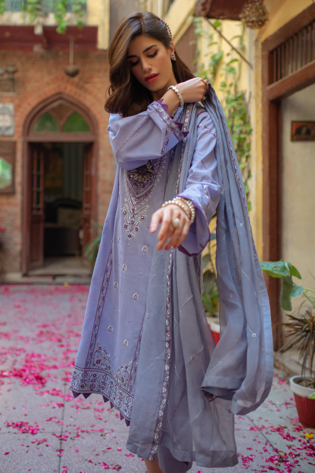 Embroidered Shirt Shalwar Dupatta - 2001 - Image 2