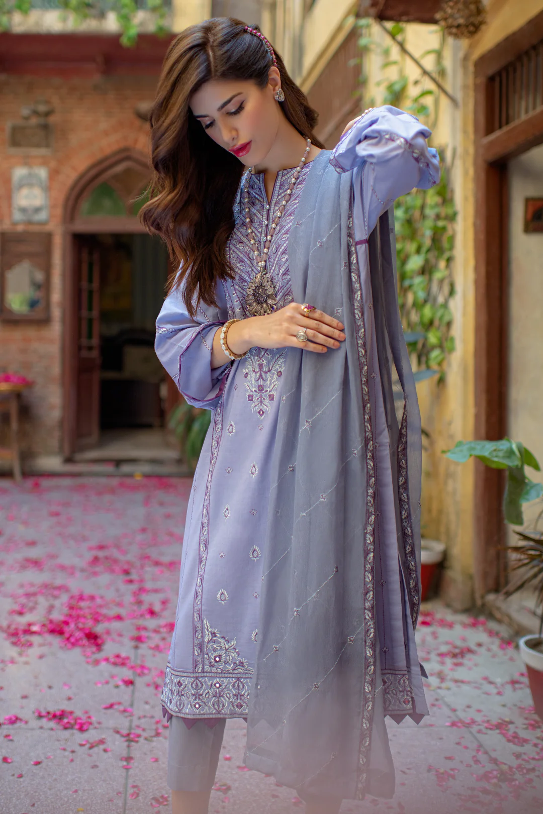 Embroidered Shirt Shalwar Dupatta - 2001 - Image 3