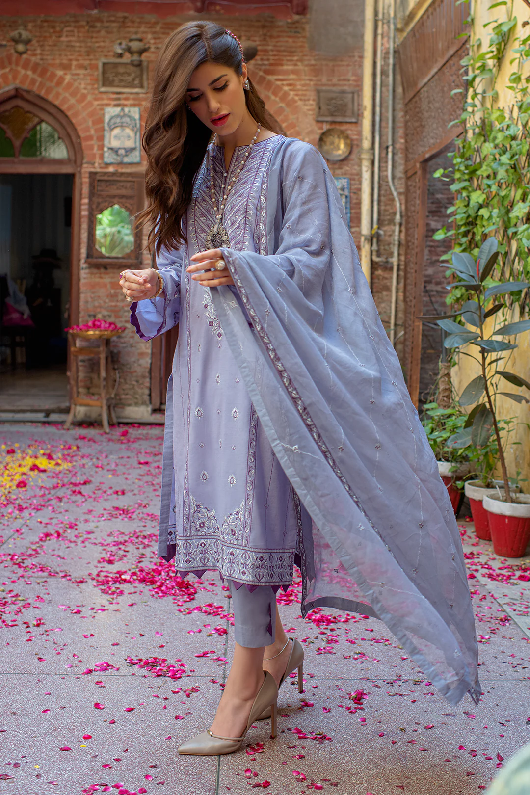 Embroidered Shirt Shalwar Dupatta - 2001 - Image 4