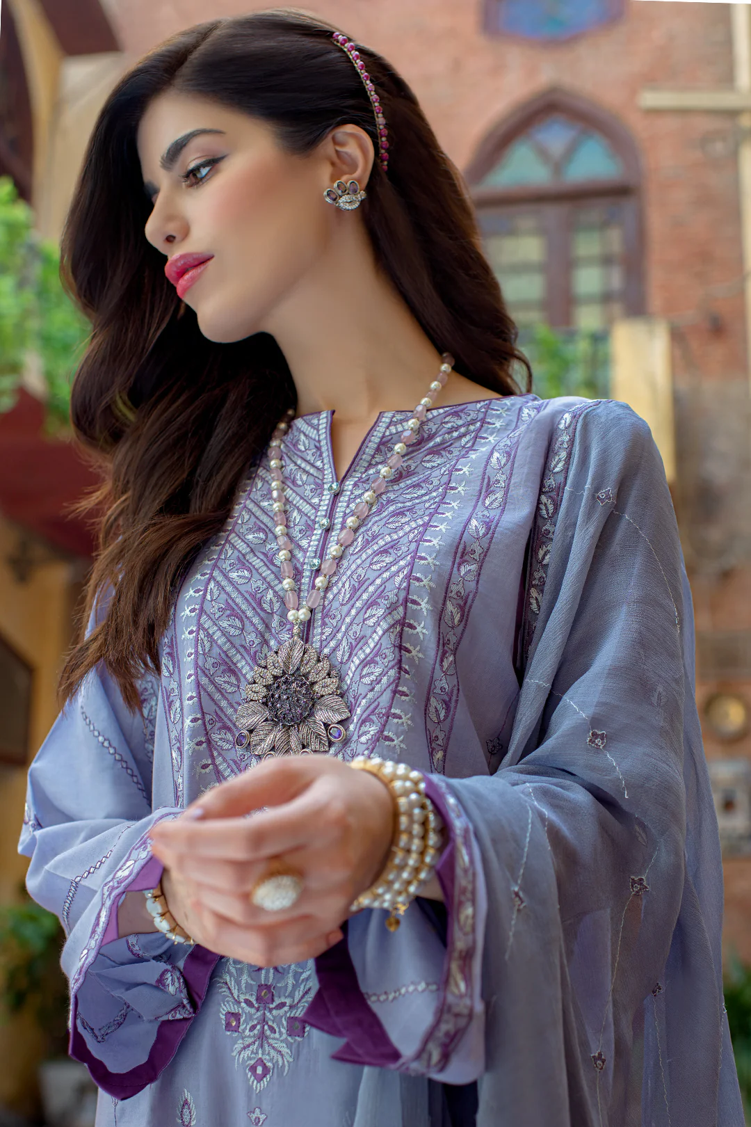 Embroidered Shirt Shalwar Dupatta - 2001 - Image 5