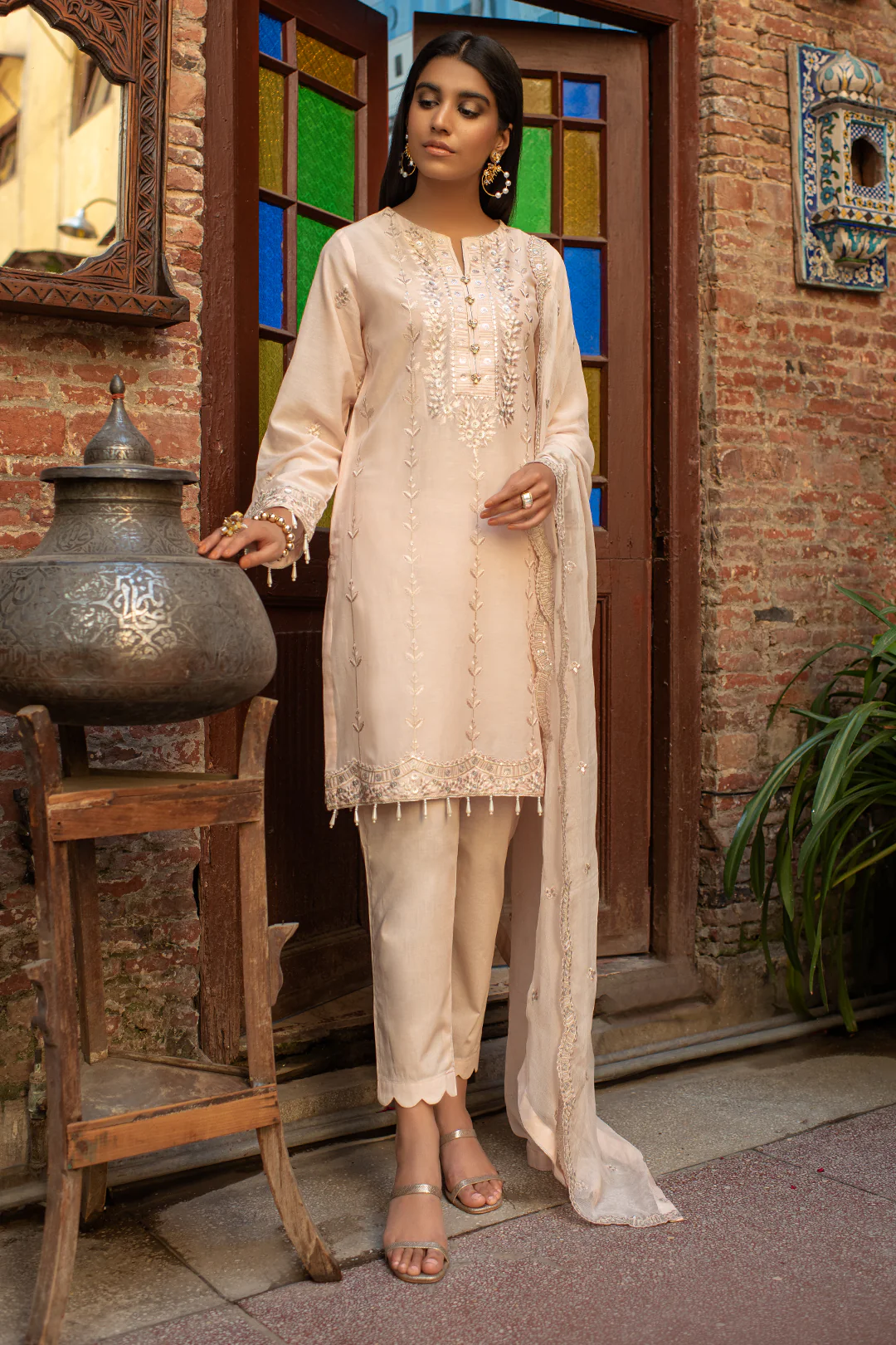 Embroidered Shirt Shalwar Dupatta - 2029 - Image 5