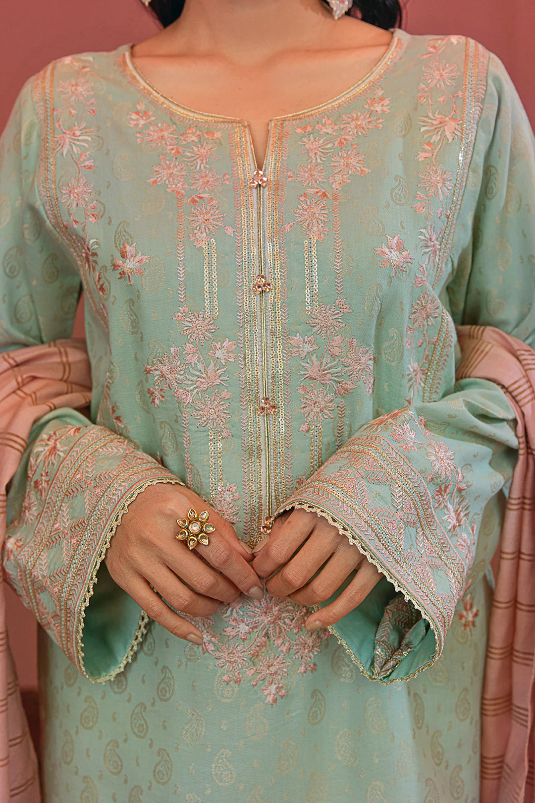 Embroidered Shirt Shalwar Dupatta - 2044 - Image 4
