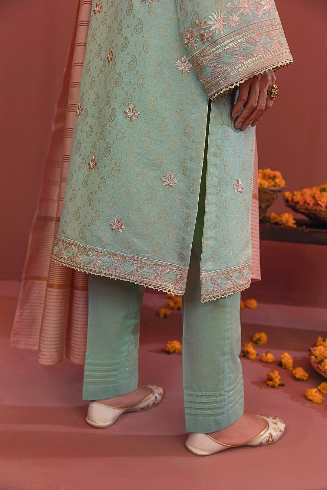 Embroidered Shirt Shalwar Dupatta - 2044 - Image 6