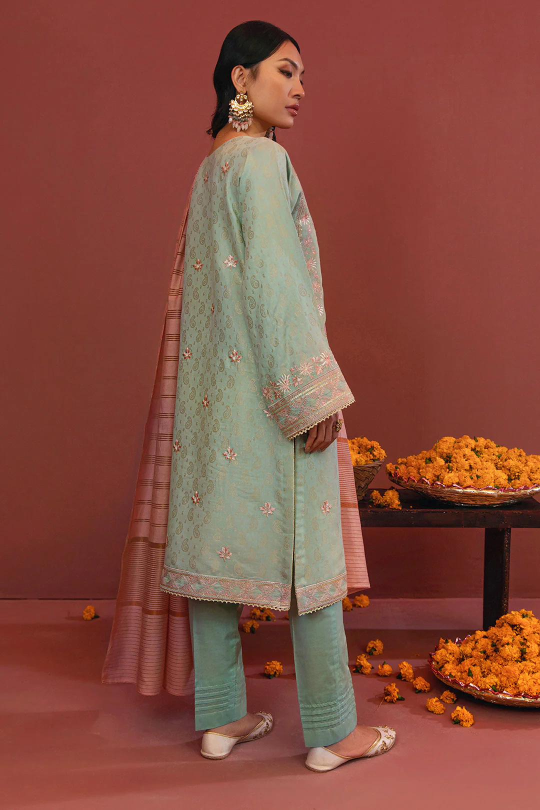 Embroidered Shirt Shalwar Dupatta - 2044 - Image 7