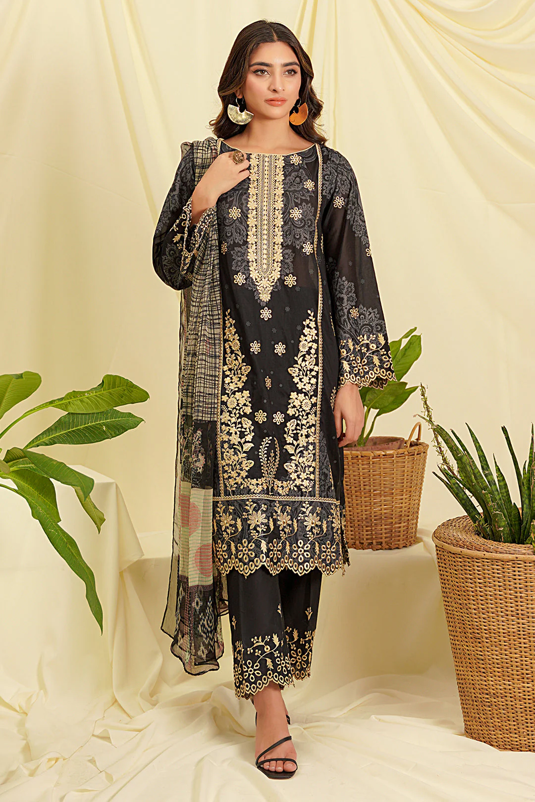 Embroidered Shirt Shalwar Dupatta - 0048 - Image 2