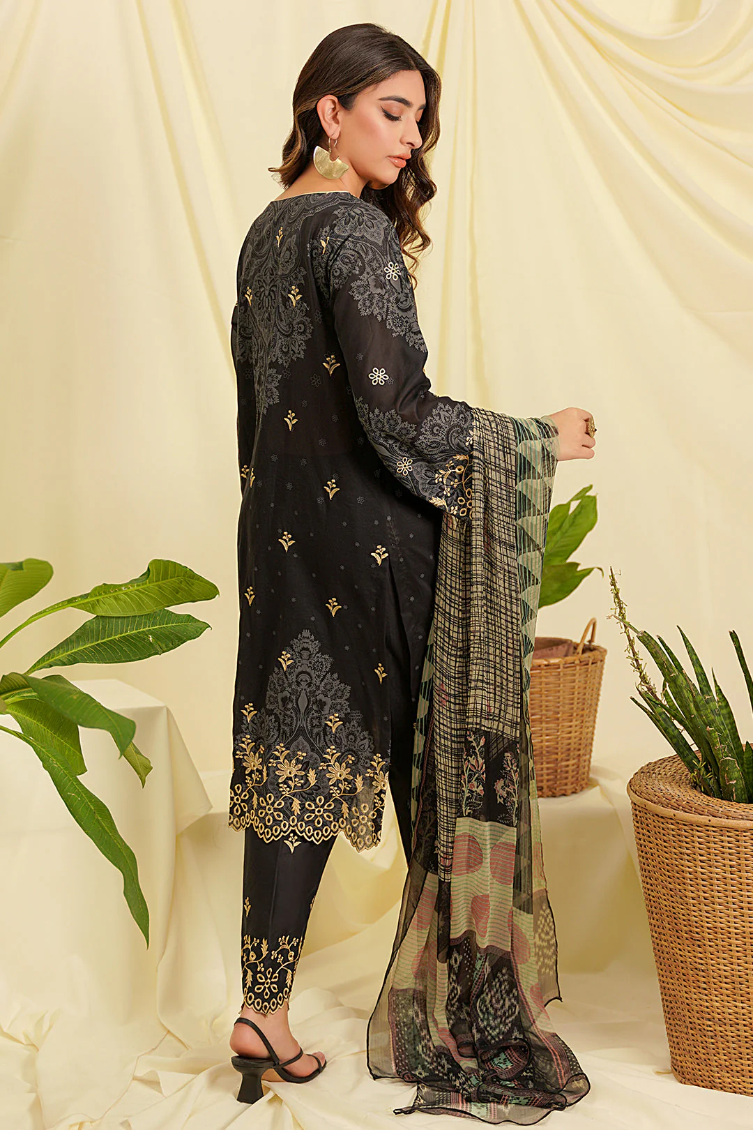 Embroidered Shirt Shalwar Dupatta - 0048 - Image 5