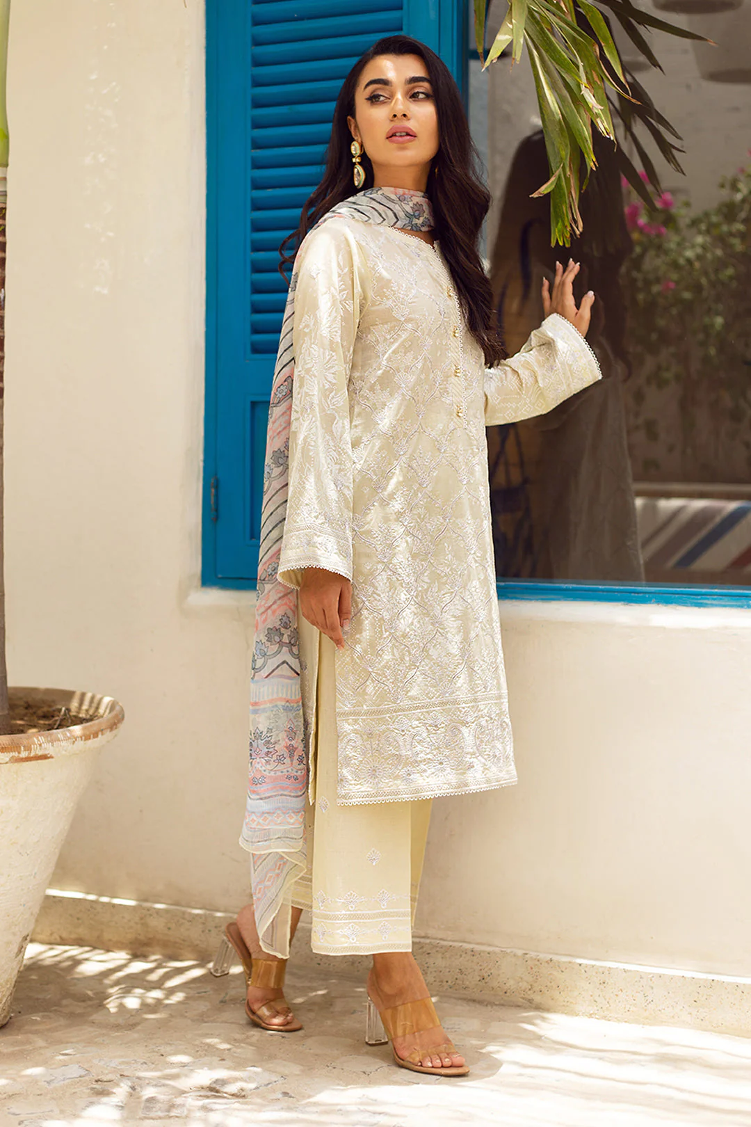 Embroidered Shirt Shalwar Dupatta - 0052 - Image 4