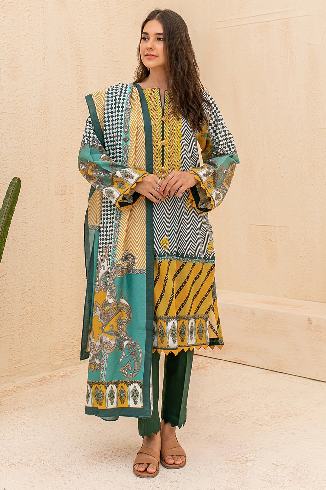 Embroidered Shirt Shalwar Dupatta - 0057 - Image 3
