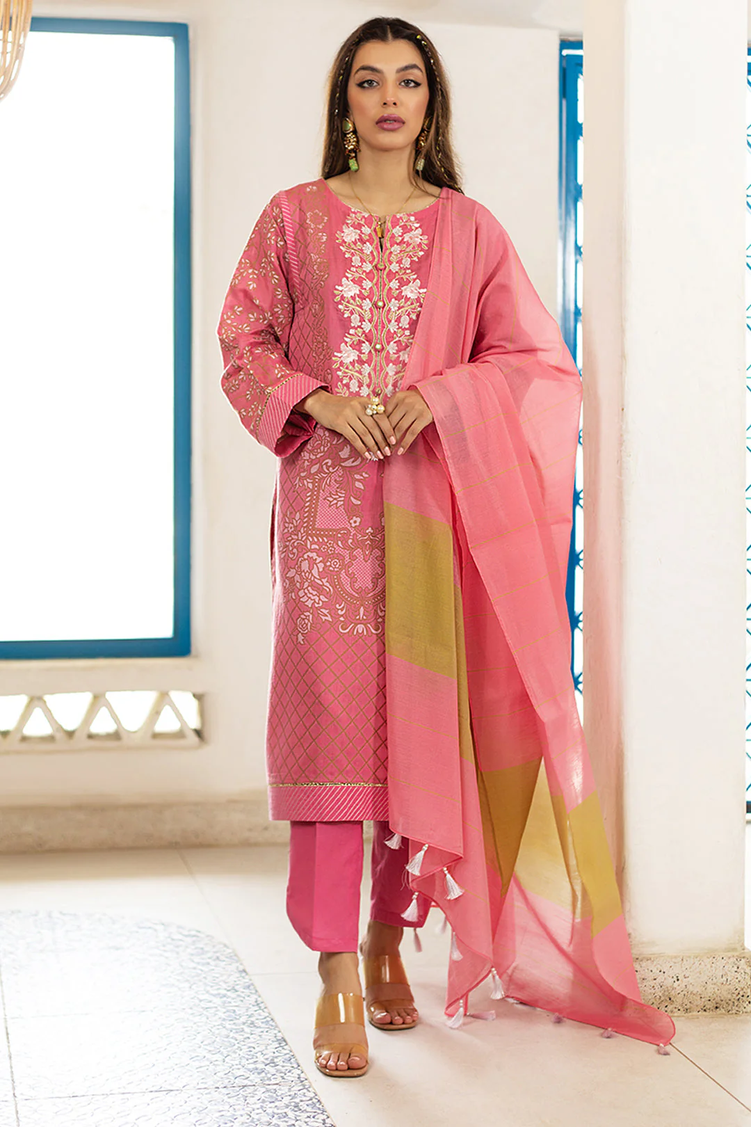 Embroidered Shirt Shalwar Dupatta - 0614 - Image 2