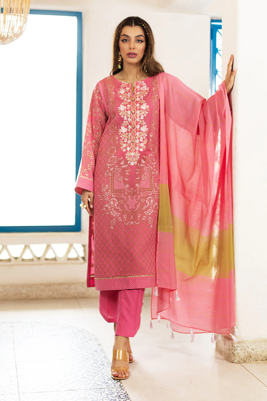 Embroidered Shirt Shalwar Dupatta - 0614 - Image 5
