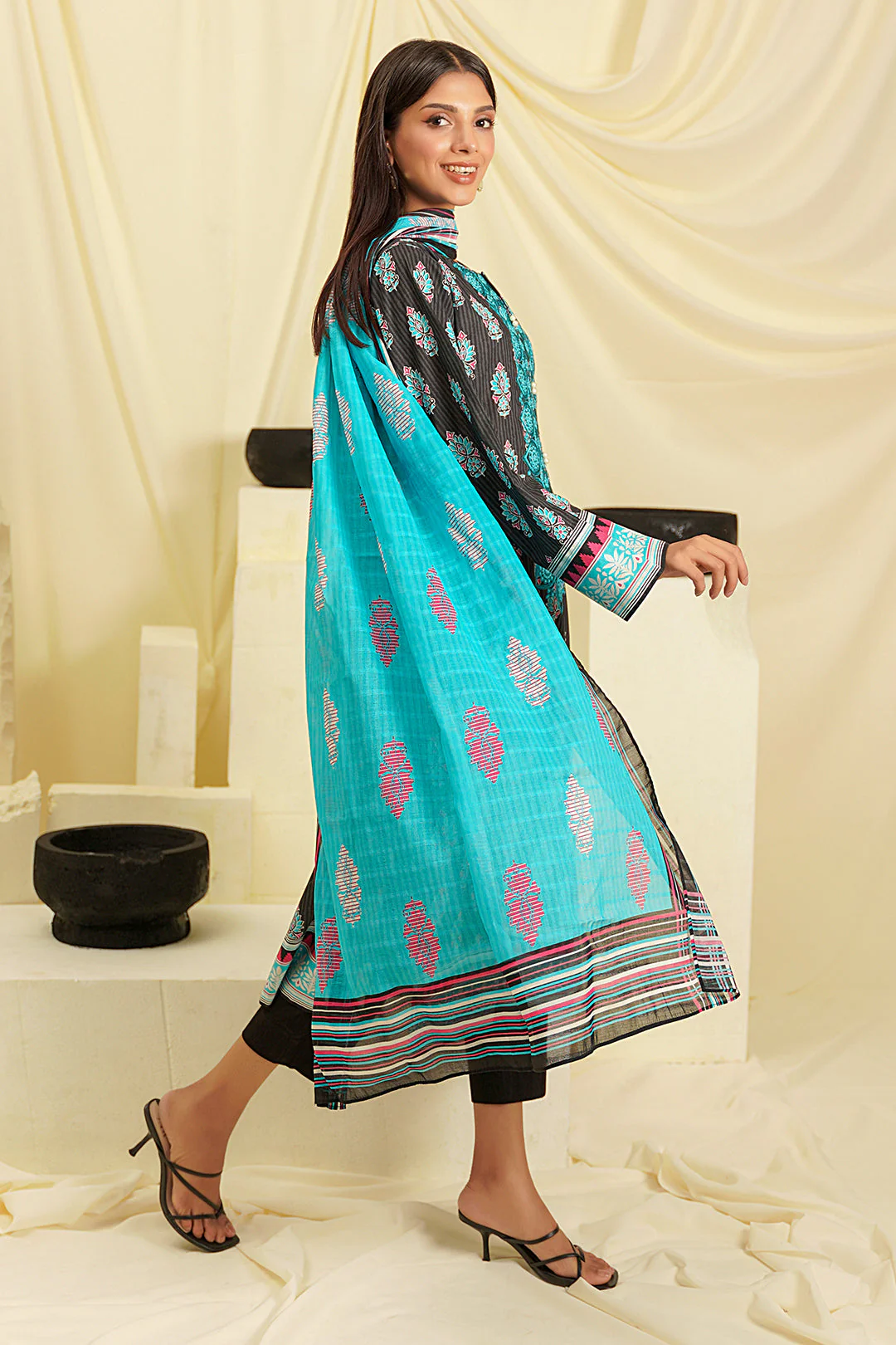 Embroidered Shirt Shalwar Dupatta - 0689 - Image 5