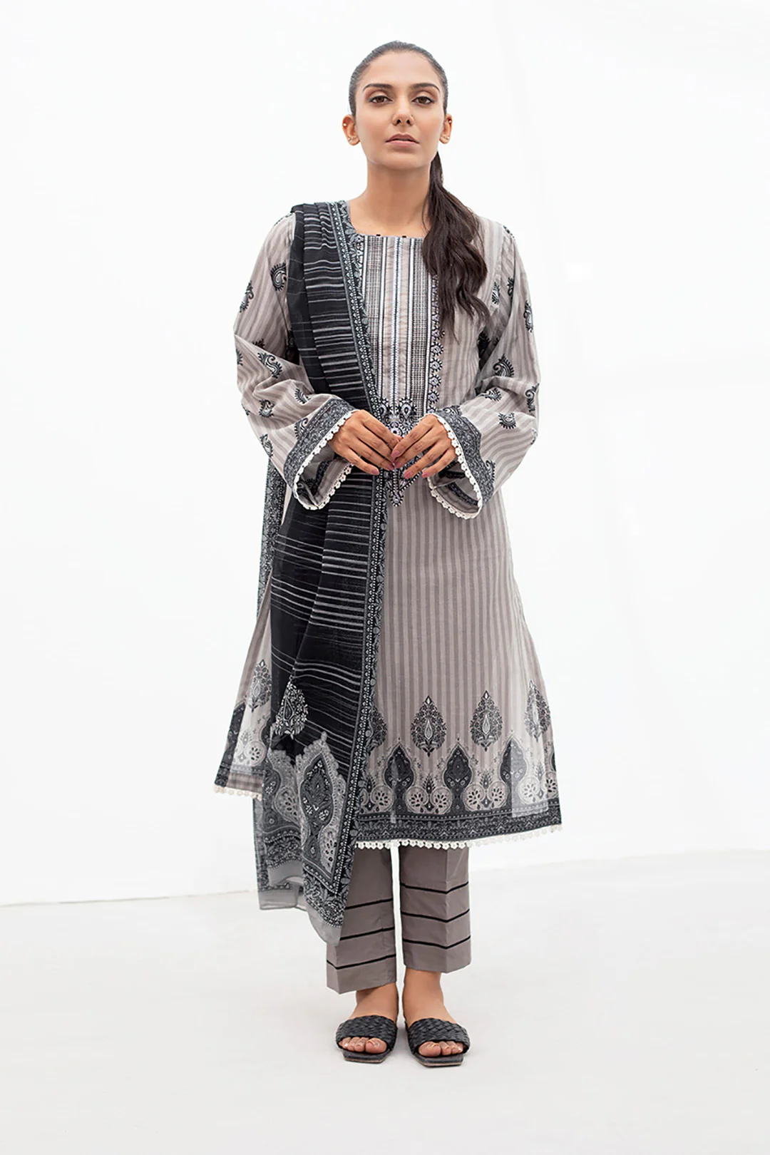 Embroidered Shirt Shalwar Dupatta - 0691 - Image 3