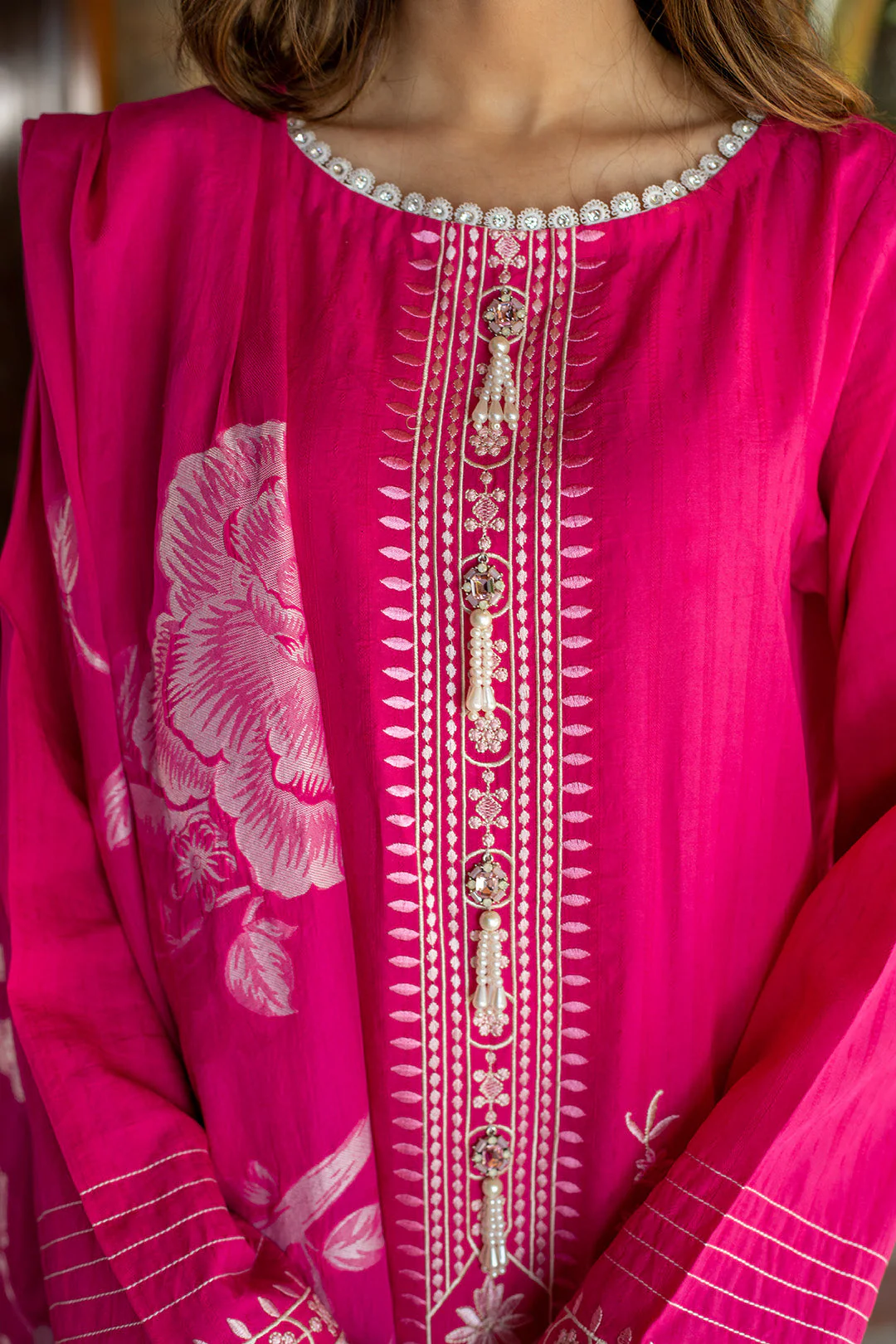 Embroidered Shirt Shalwar Dupatta - 0701 - Image 3