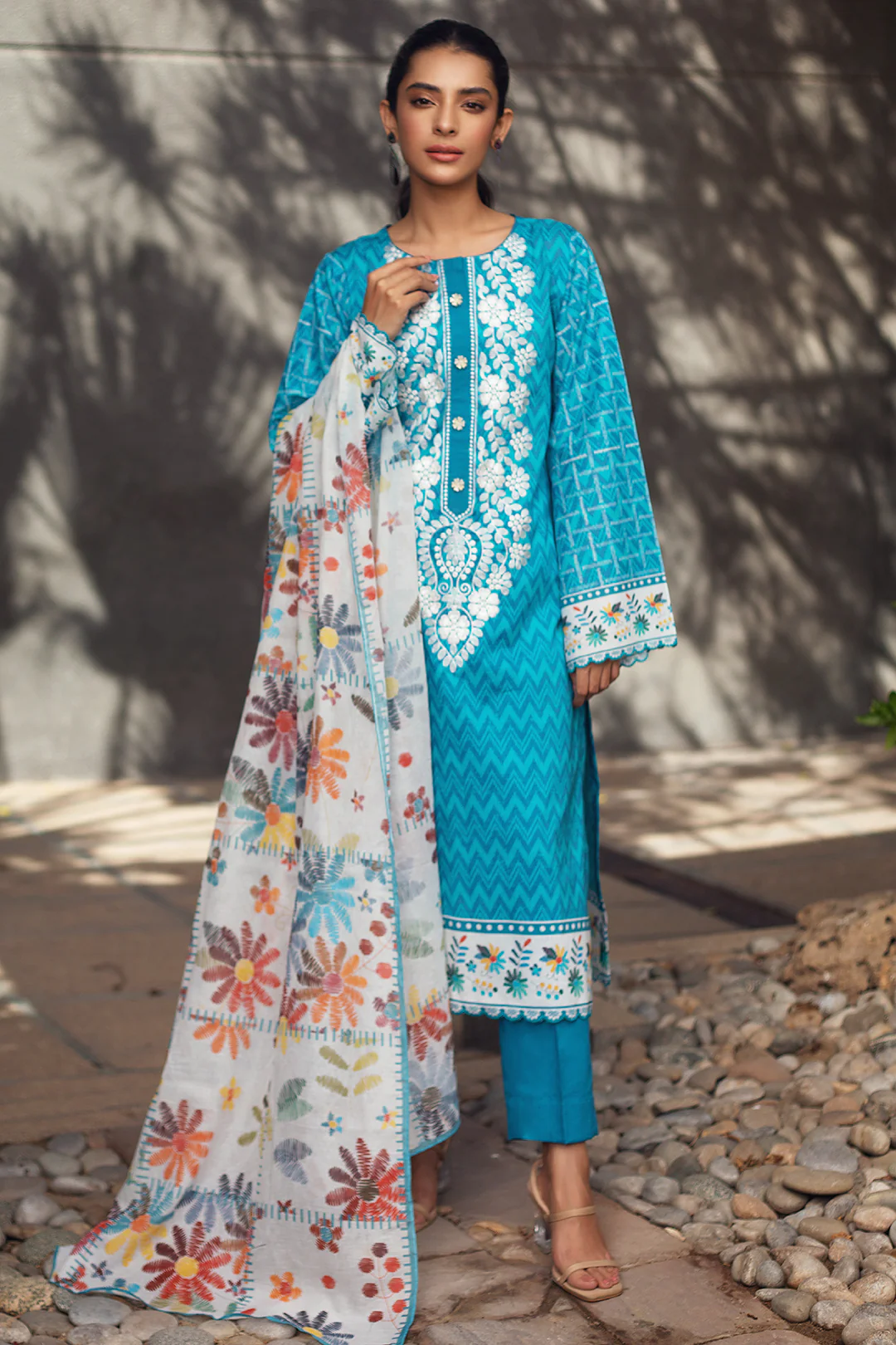 Embroidered Shirt Shalwar Dupatta - 0700 - Image 3