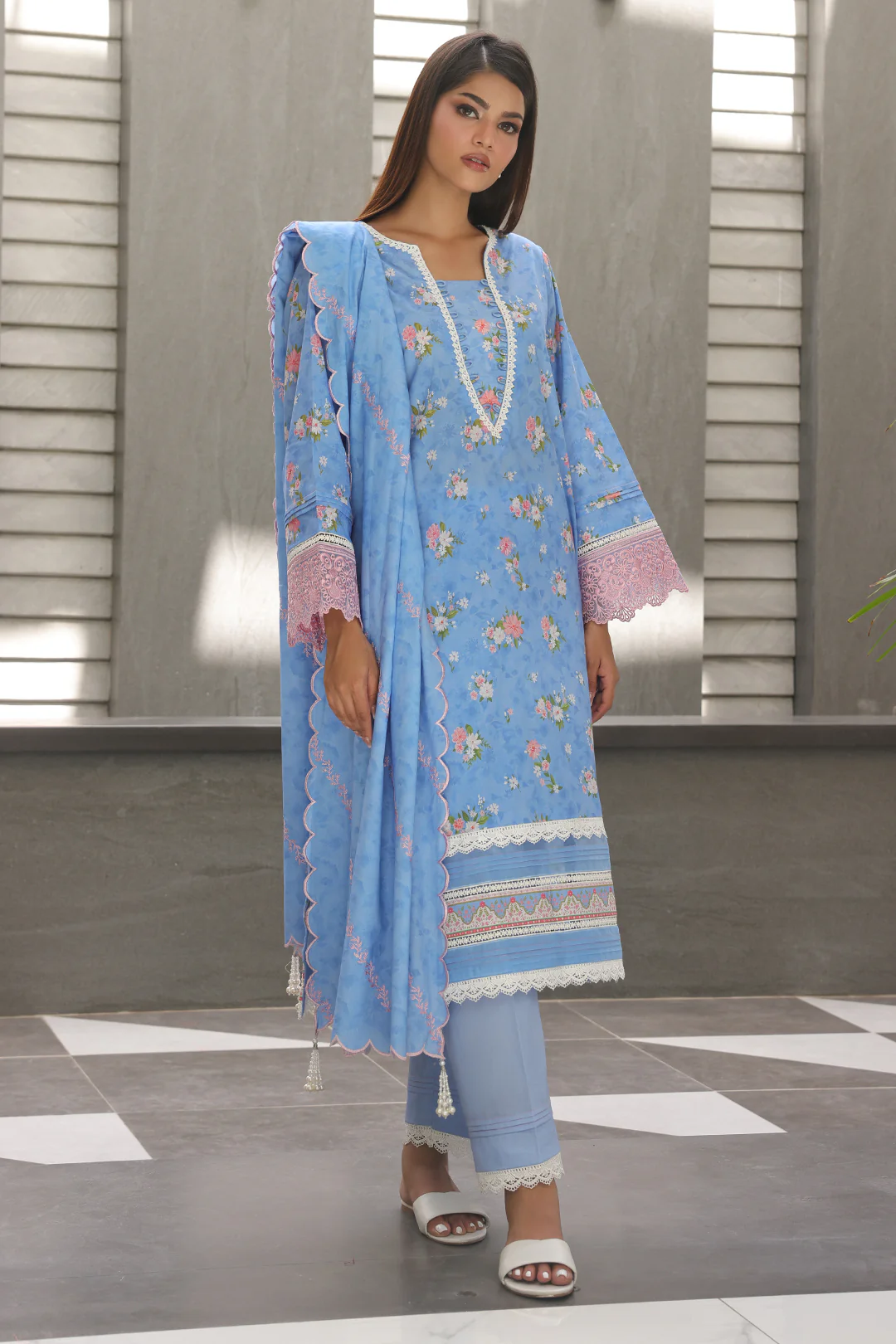 Embroidered Shirt Shalwar Dupatta - 0068 - Image 3
