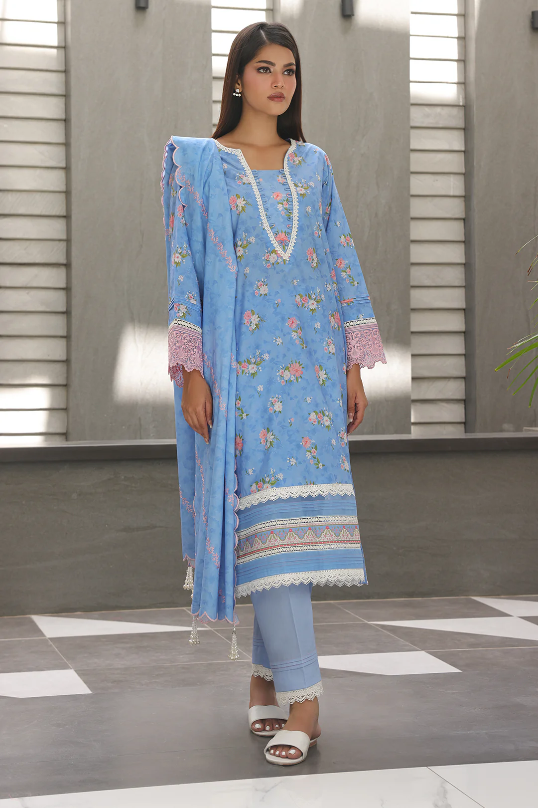Embroidered Shirt Shalwar Dupatta - 0068 - Image 5