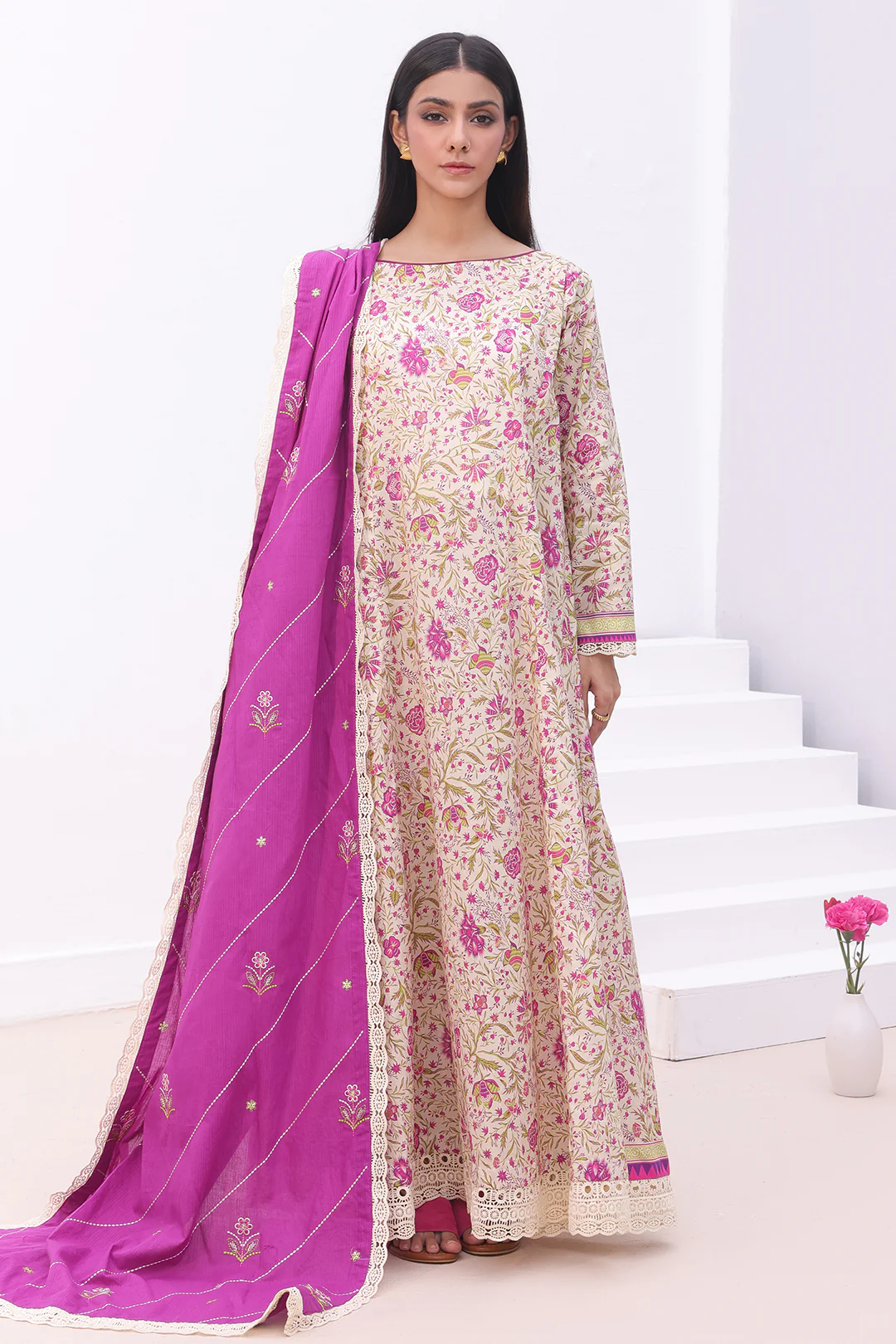 Embroidered Shirt Shalwar Dupatta - 0071 - Image 3
