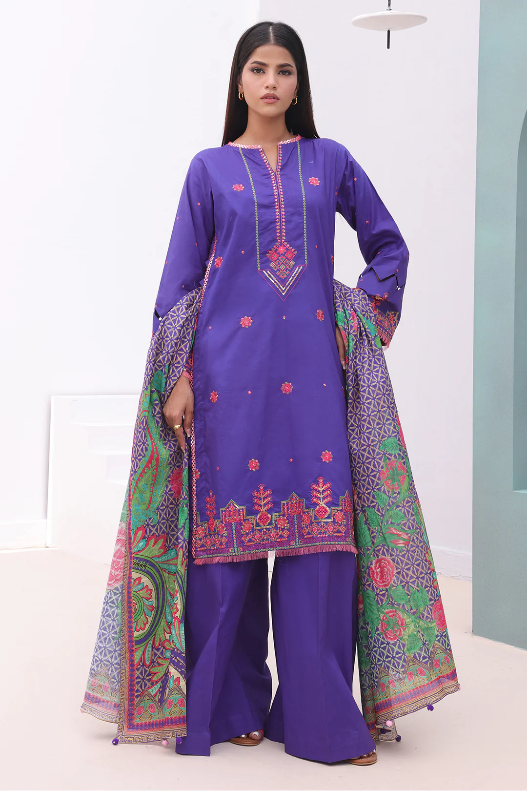 Embroidered Shirt Shalwar Dupatta - 0082 - Image 3