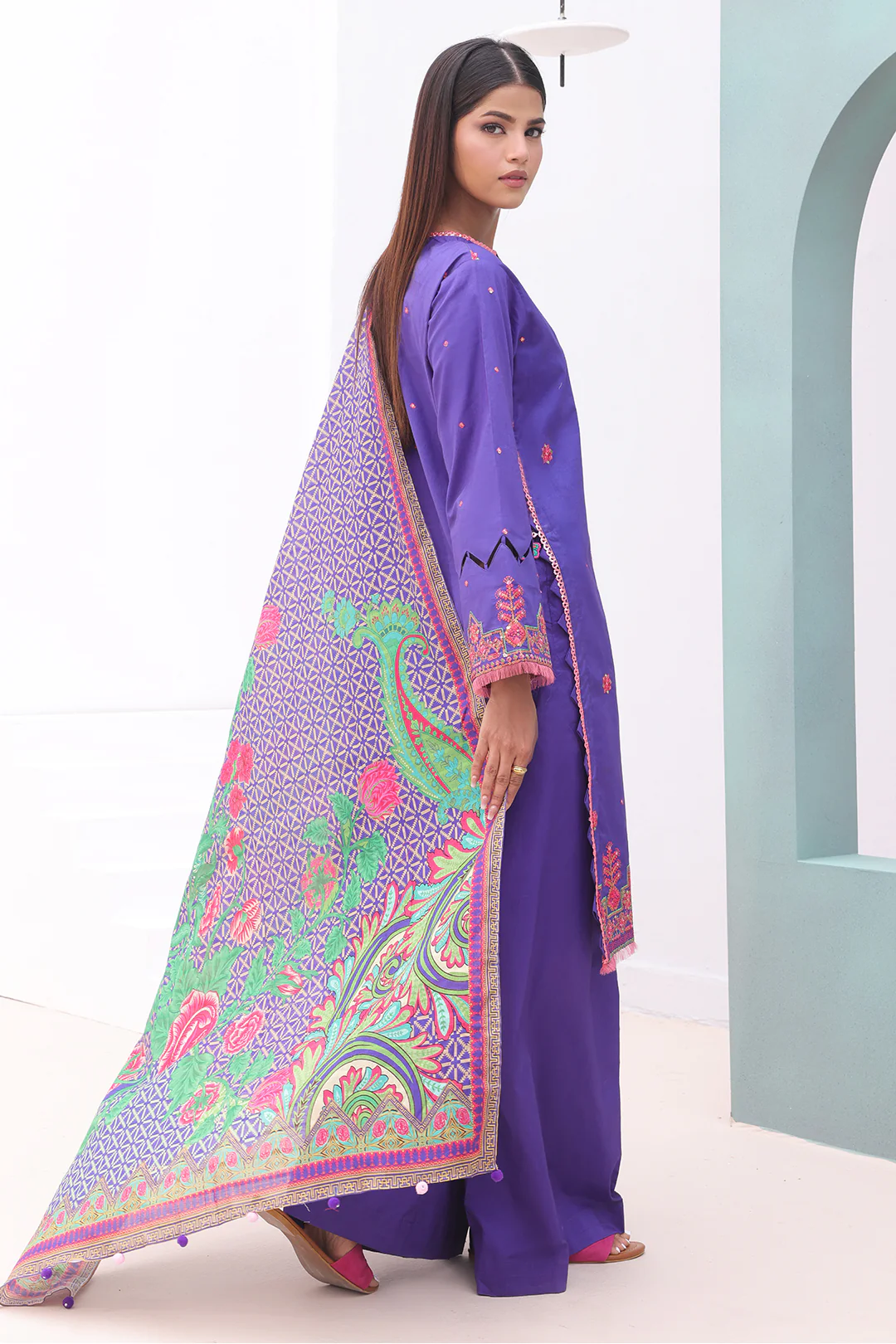 Embroidered Shirt Shalwar Dupatta - 0082 - Image 4