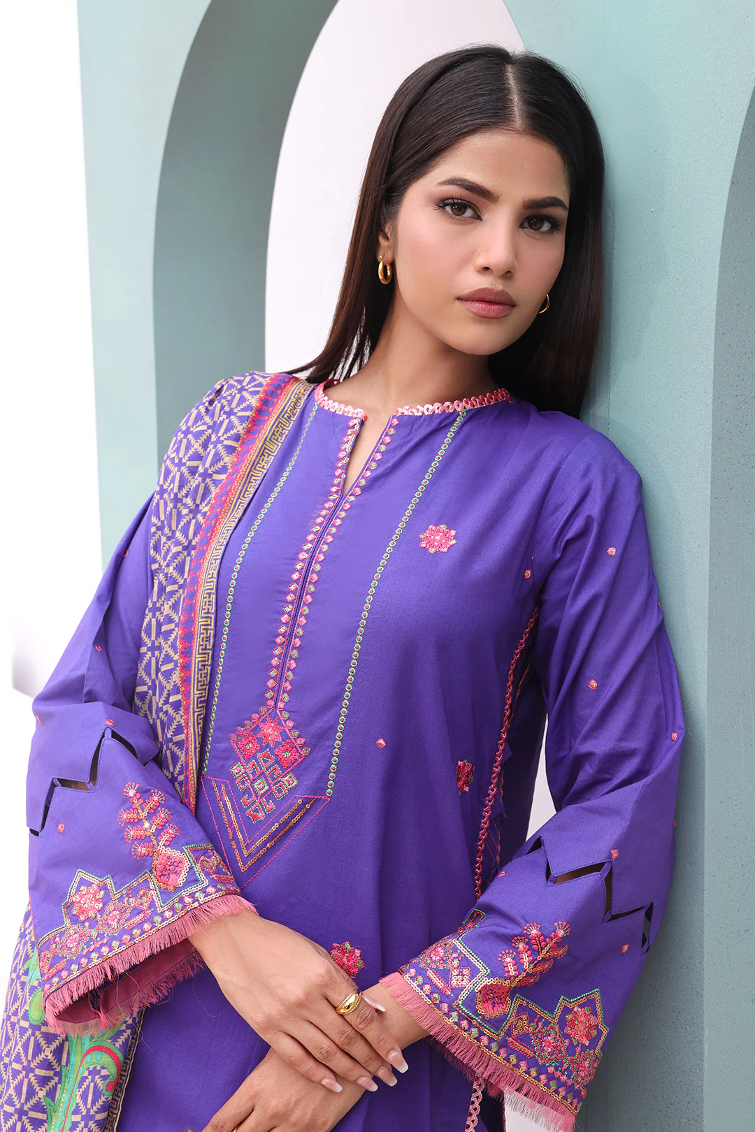 Embroidered Shirt Shalwar Dupatta - 0082 - Image 6