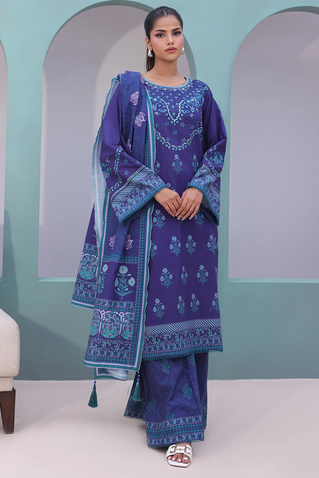 Embroidered Shirt Shalwar Dupatta - 0141 - Image 3