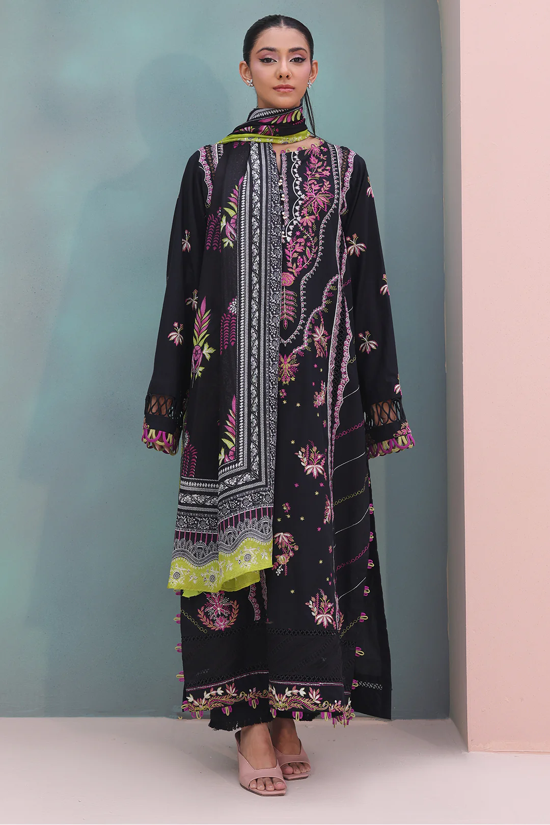 Embroidered Shirt Shalwar Dupatta - 0148 - Image 2