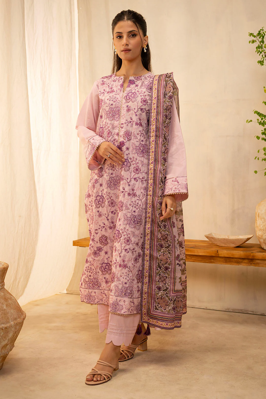 Embroidered Shirt Shalwar Dupatta - 0647 - Image 2