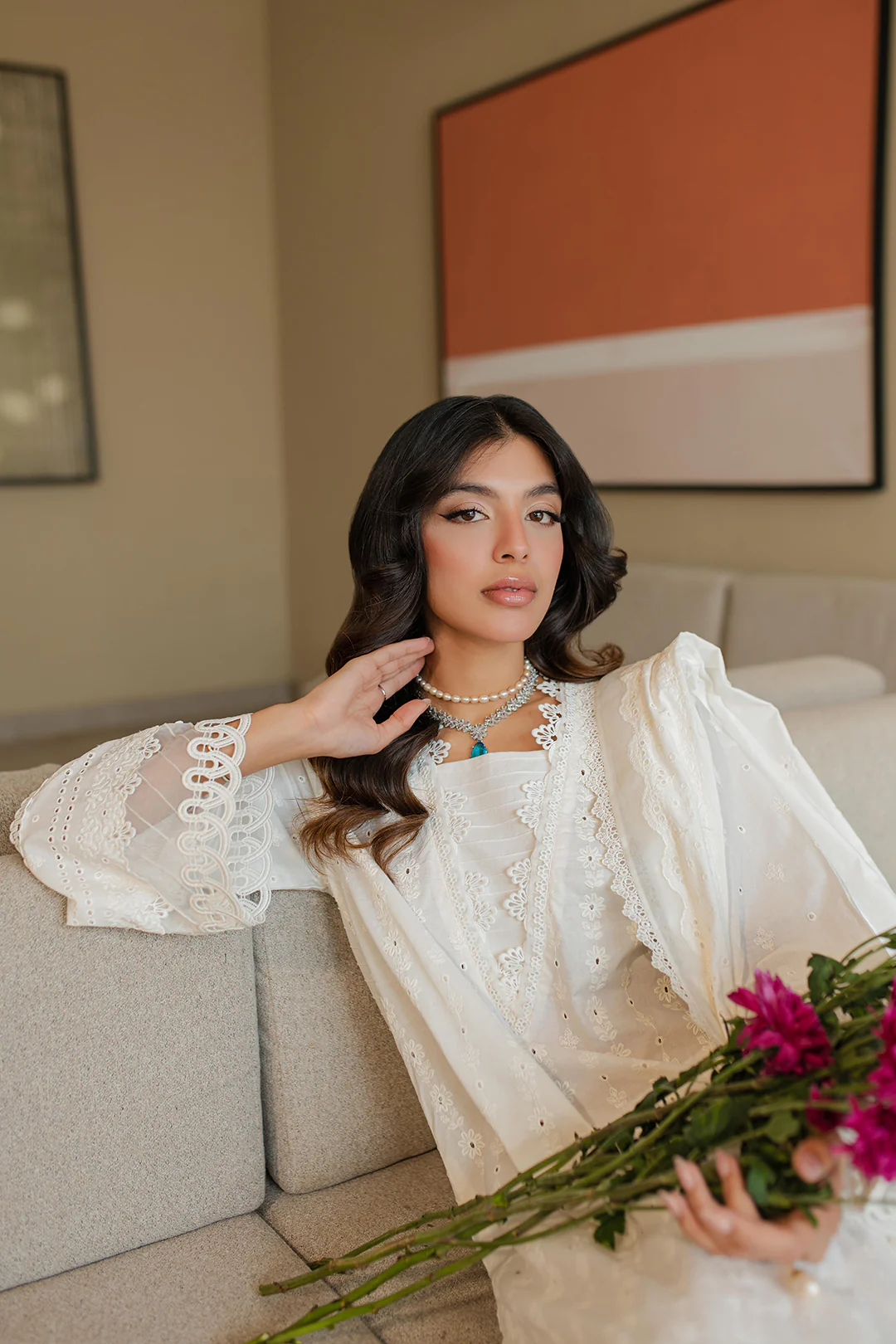 Embroidered Shirt Shalwar Dupatta - 0704 - Image 7