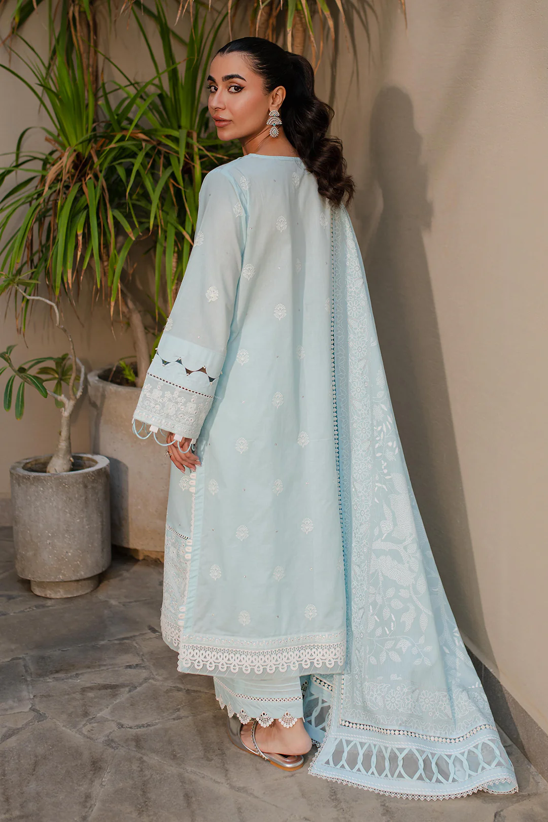 Embroidered Shirt Shalwar Dupatta - 0709 - Image 5