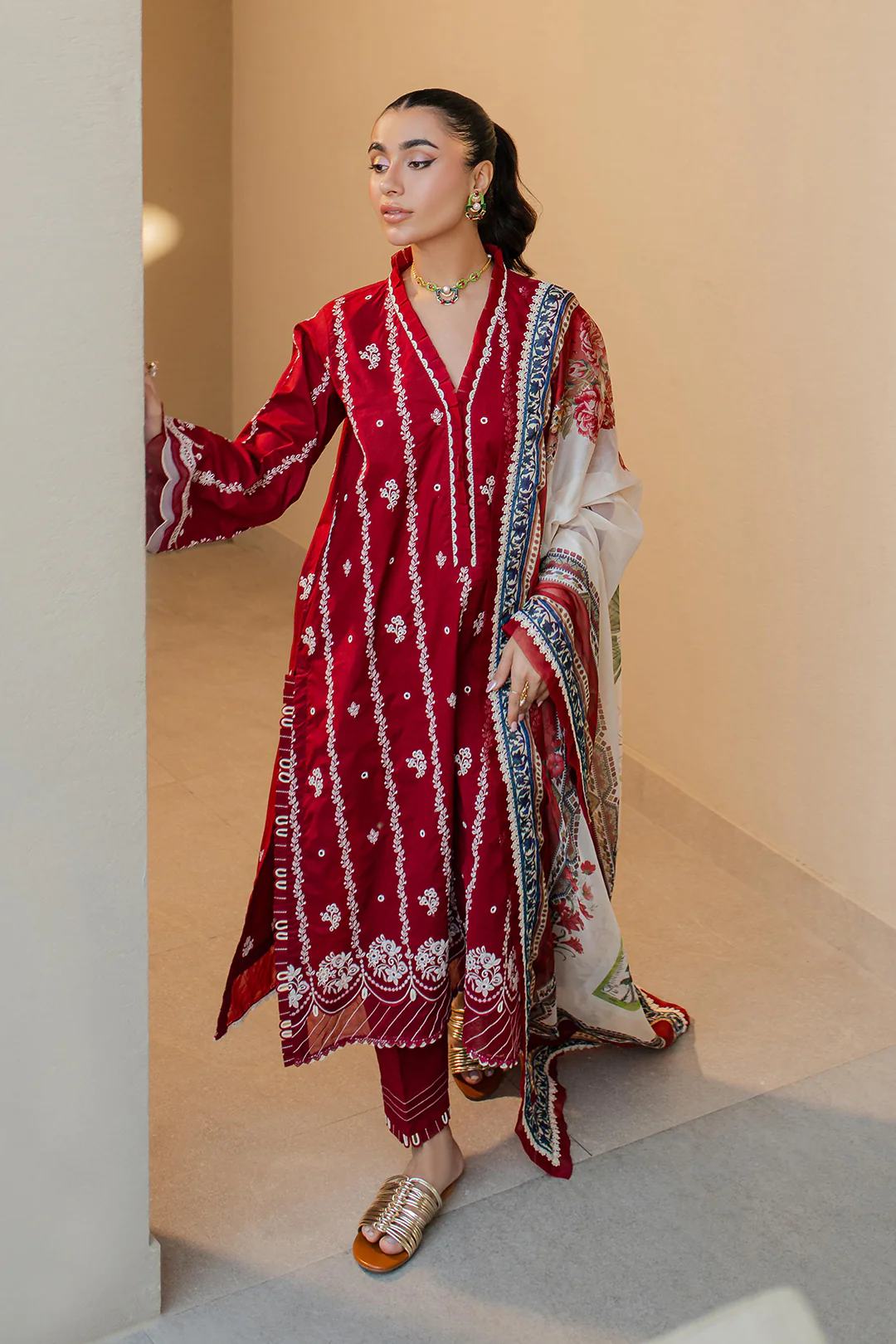 Embroidered Shirt Shalwar Dupatta - 0710 - Image 11