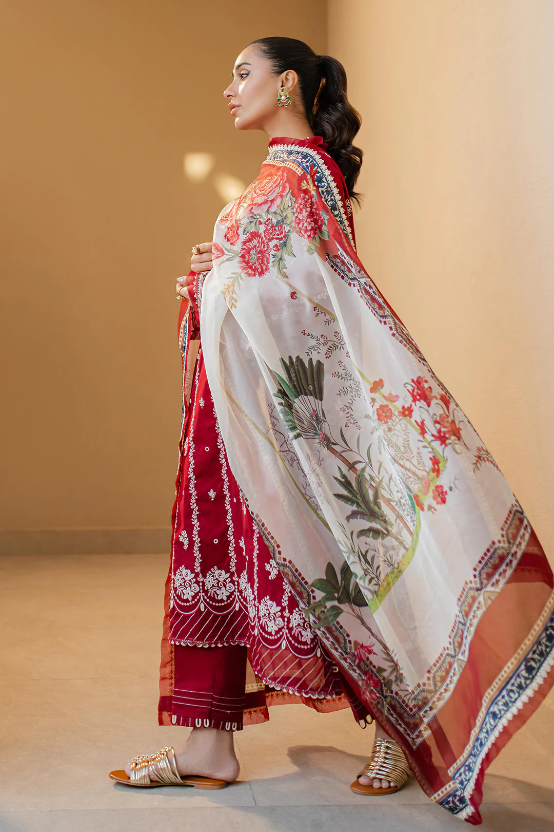 Embroidered Shirt Shalwar Dupatta - 0710 - Image 3