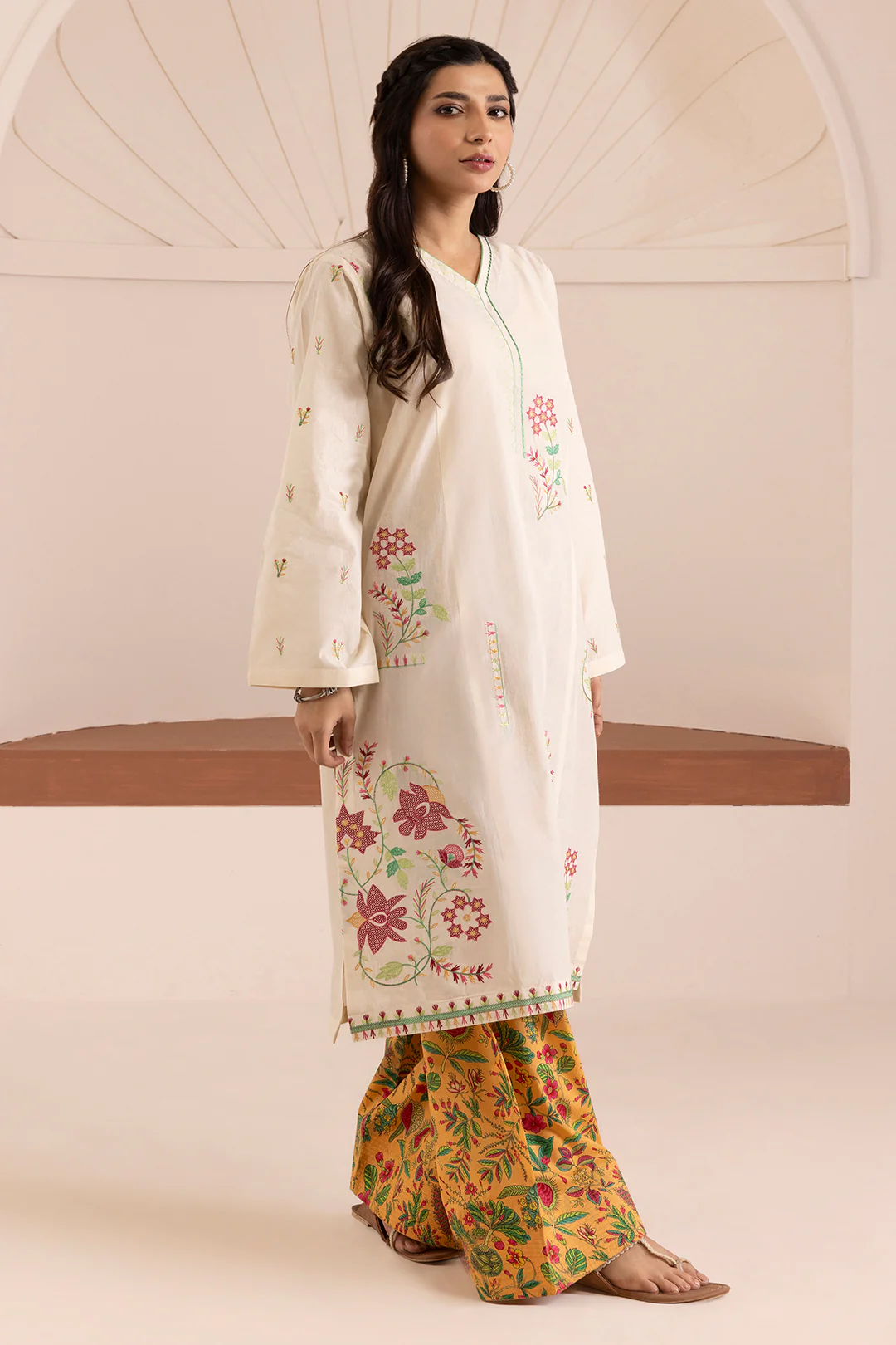 Embroidered Shirt Shalwar Dupatta - 0184 - Image 7