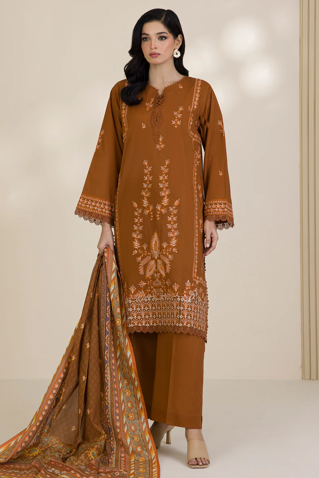 Embroidered Shirt Shalwar Dupatta - 0045 - Image 4