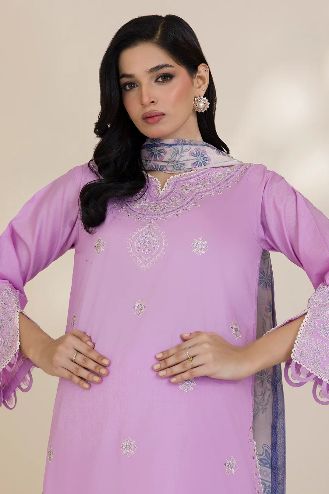 Embroidered Shirt Shalwar Dupatta - 0047 - Image 7