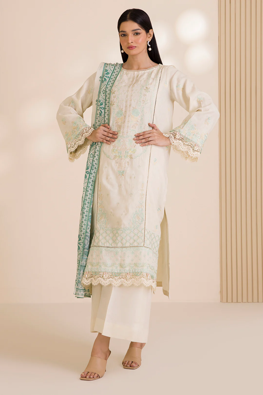 Embroidered Shirt Shalwar Dupatta - 0052 - Image 4