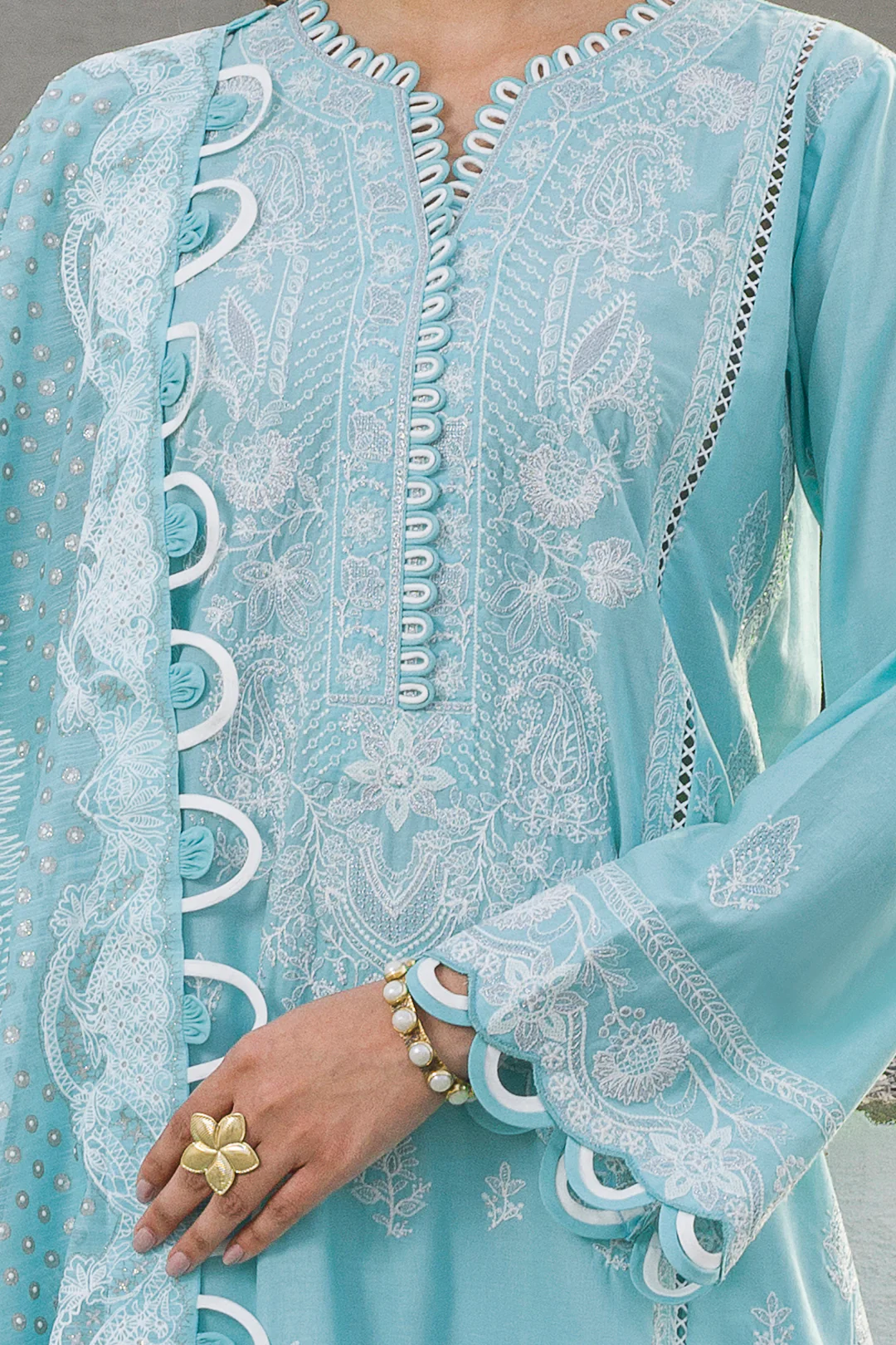 Embroidered Shirt Shalwar Dupatta - 0053 - Image 4