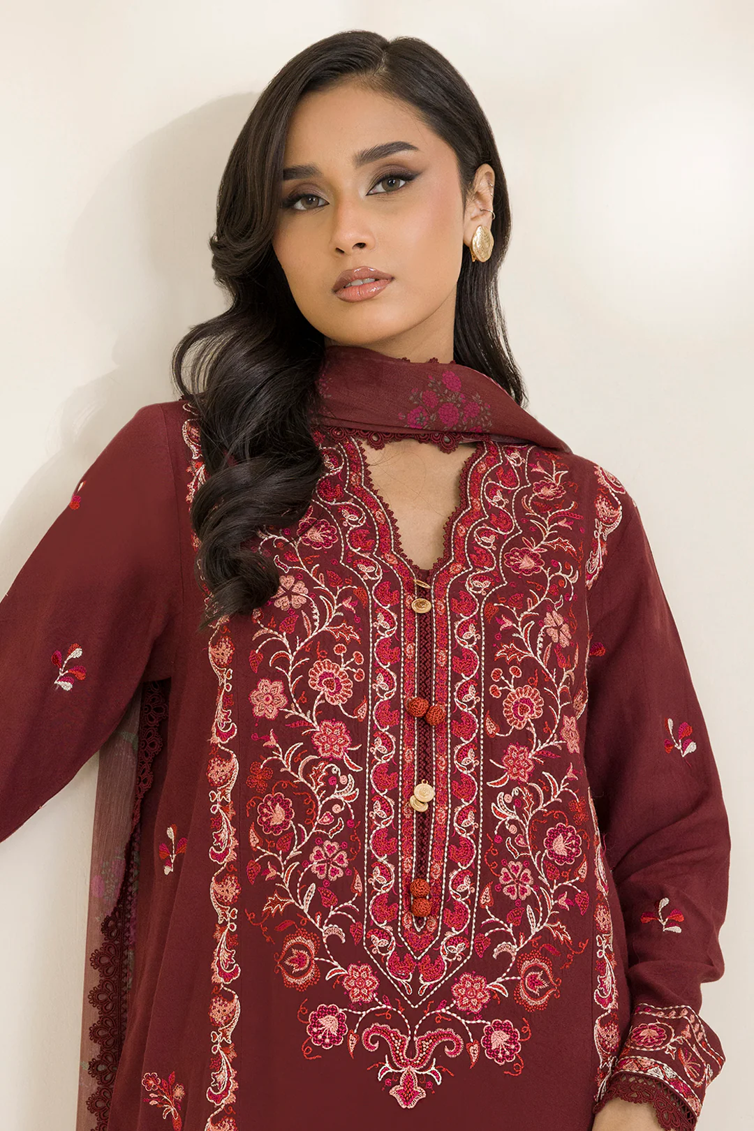 Embroidered Shirt Shalwar Dupatta - 0054 - Image 3