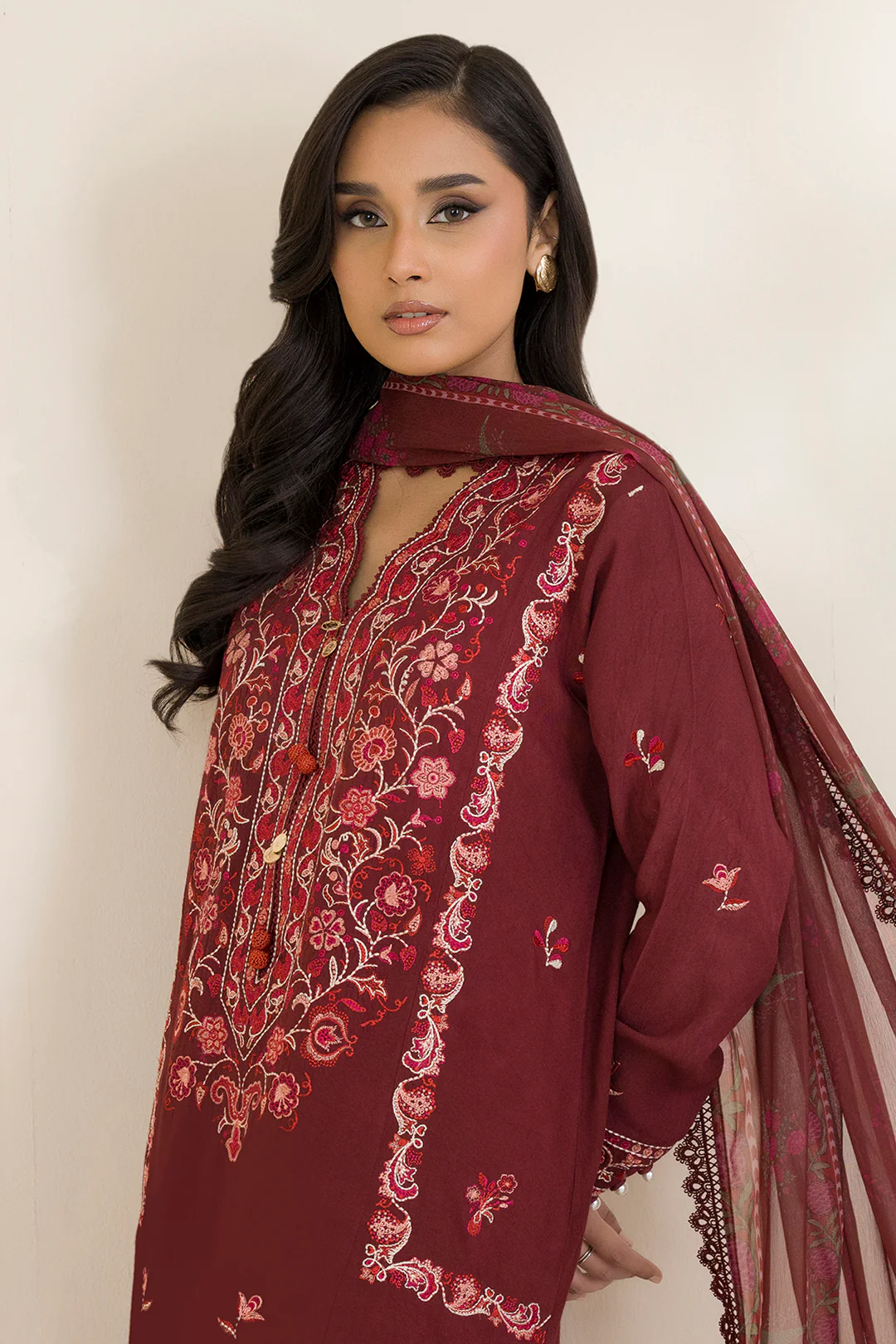 Embroidered Shirt Shalwar Dupatta - 0054 - Image 7