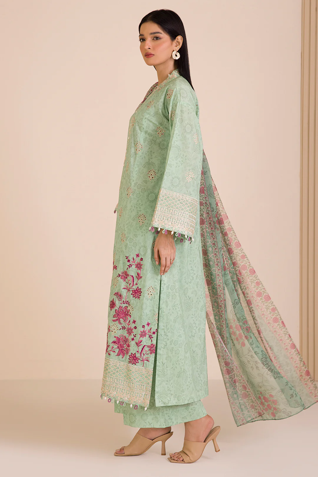Embroidered Shirt Shalwar Dupatta - 0056 - Image 7