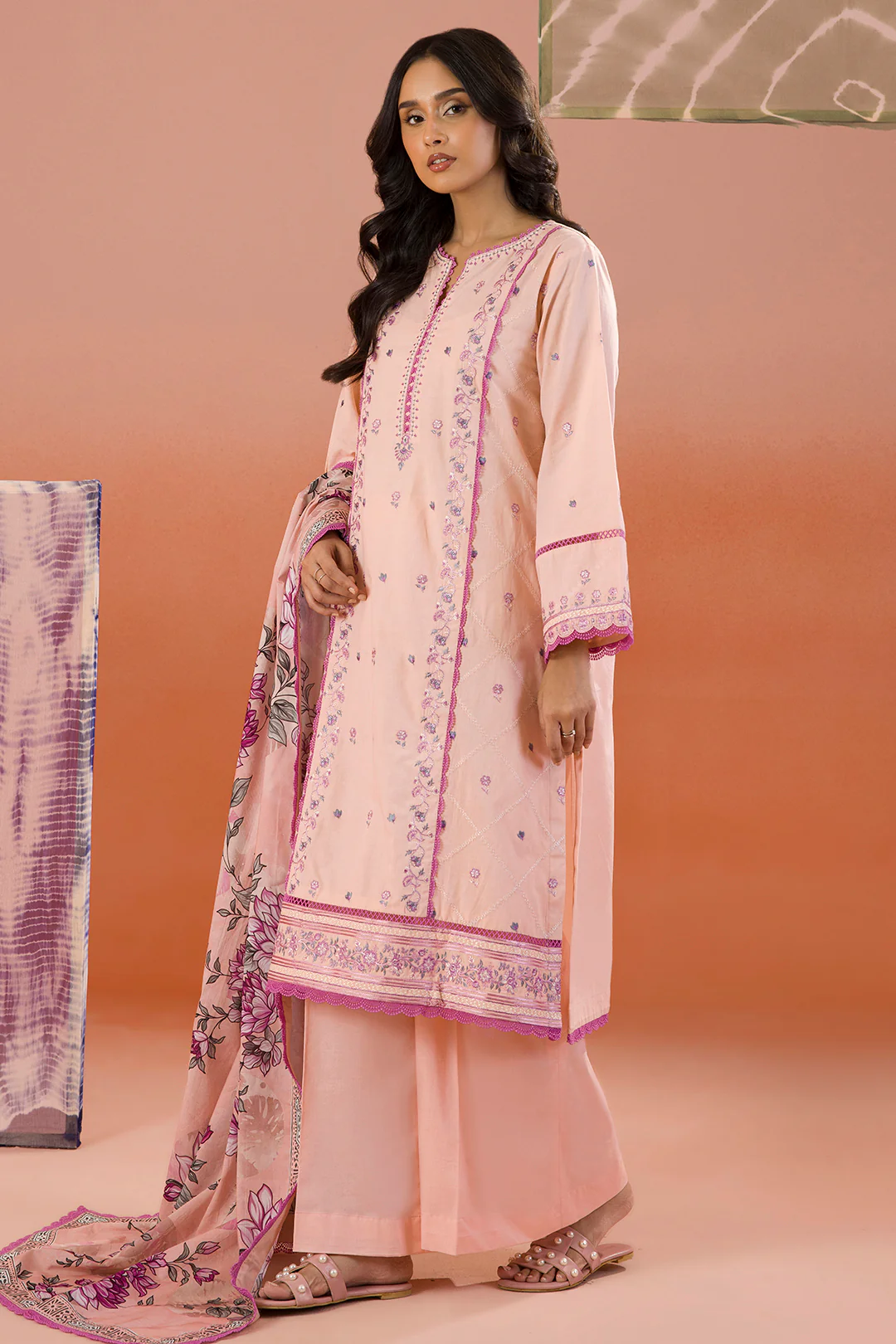 Embroidered Shirt Shalwar Dupatta - 0062 - Image 4