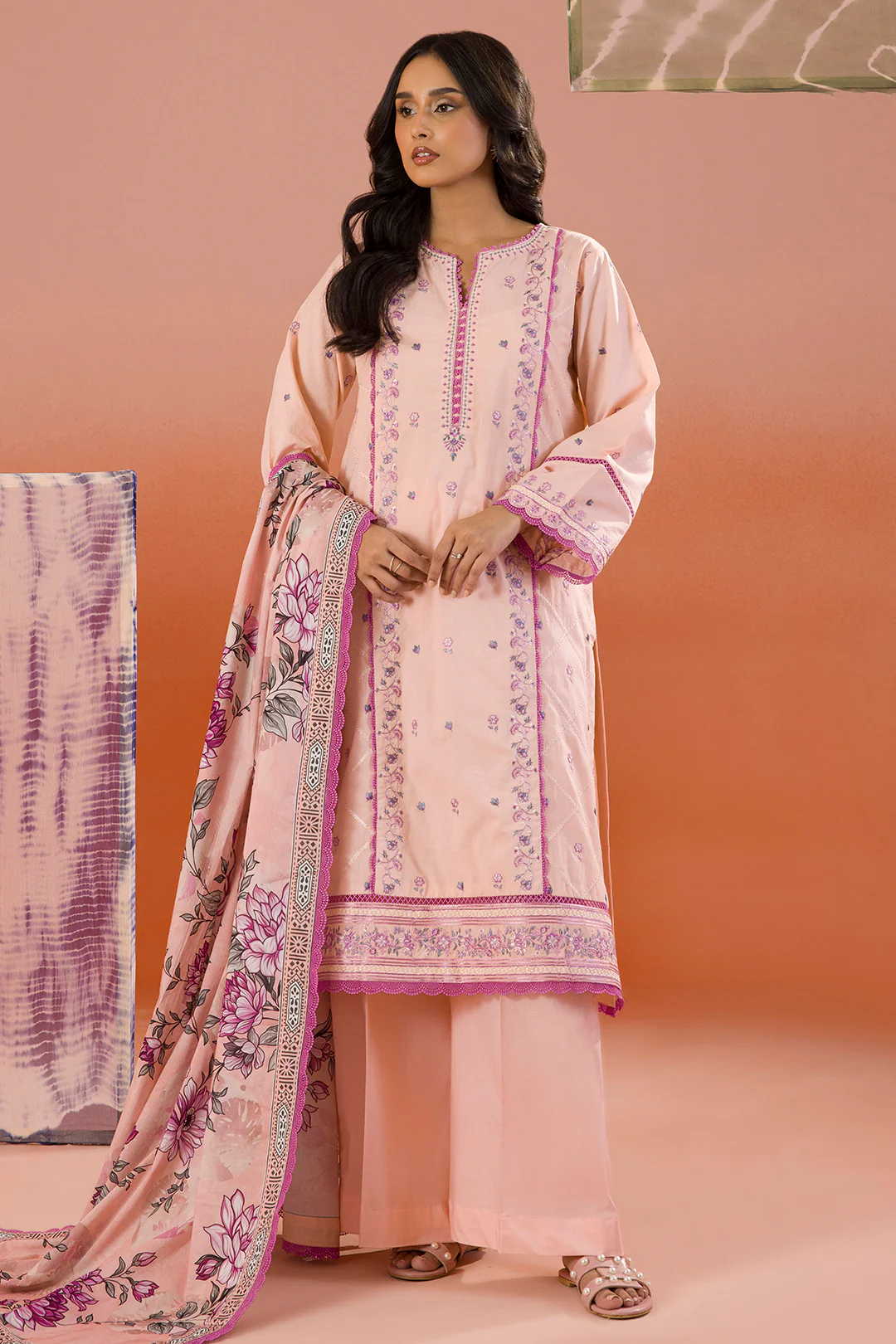 Embroidered Shirt Shalwar Dupatta - 0062 - Image 9