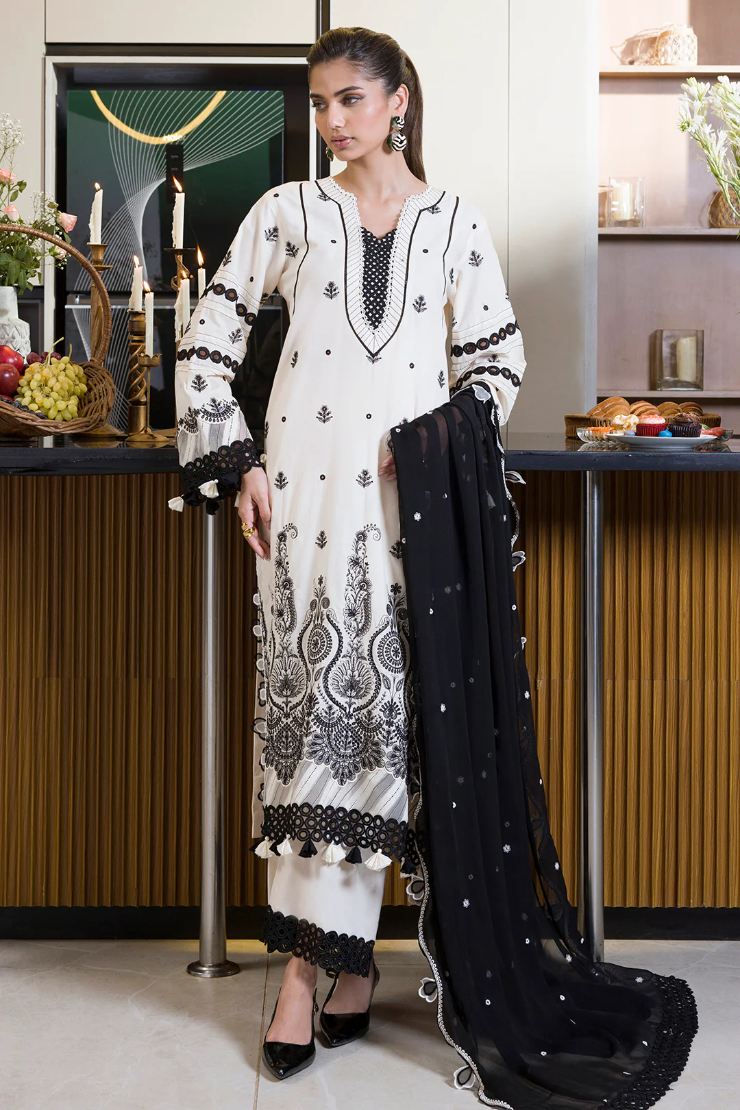 Embroidered Shirt Shalwar Dupatta - 0071 - Image 9
