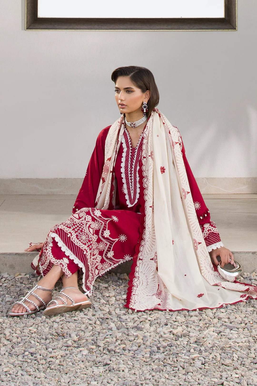 Embroidered Shirt Shalwar Dupatta - 0075 - Image 10