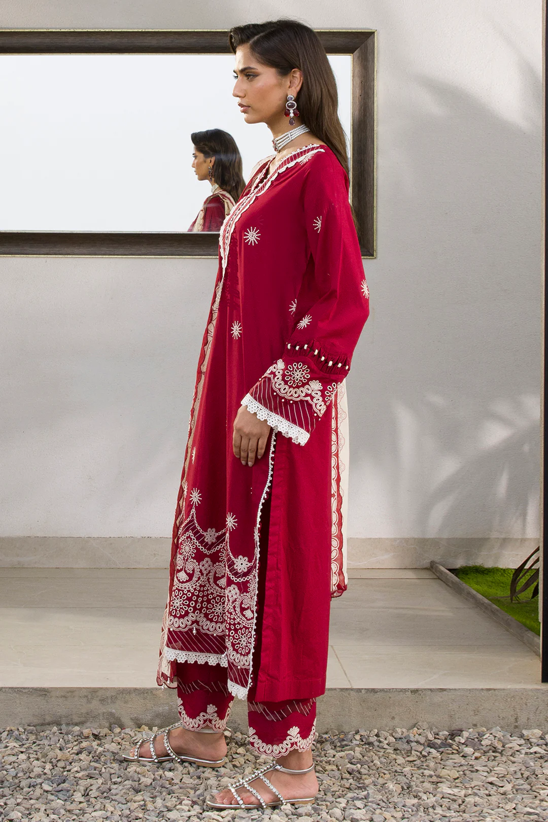 Embroidered Shirt Shalwar Dupatta - 0075 - Image 11