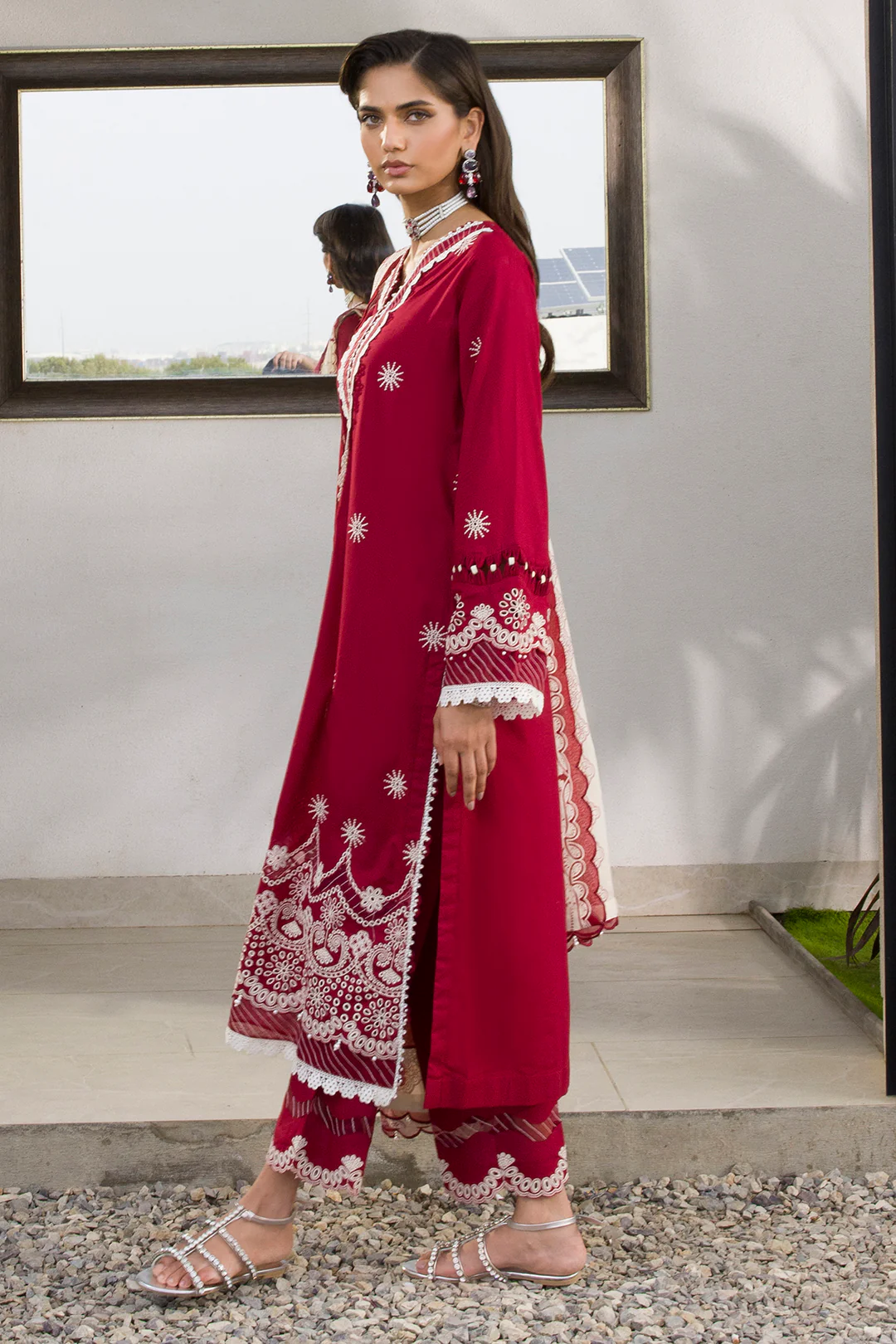 Embroidered Shirt Shalwar Dupatta - 0075 - Image 6