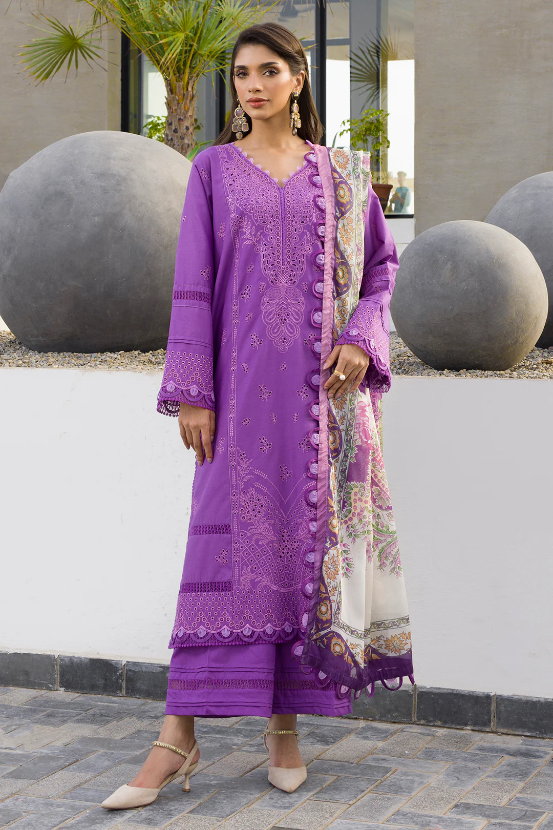 Embroidered Shirt Shalwar Dupatta - 0077 - Image 7